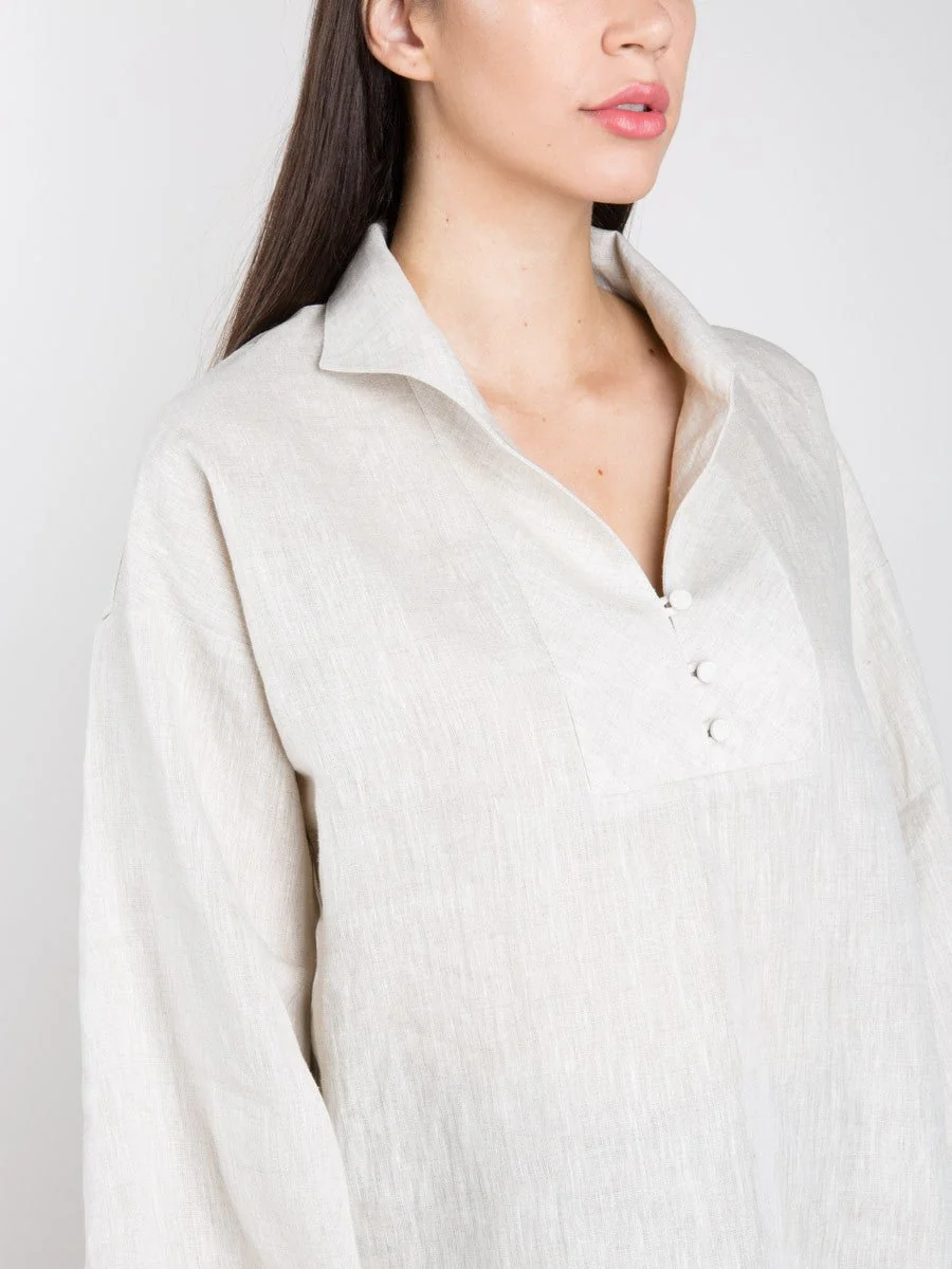 balloon sleeve blouse - oatmeal - Image 5