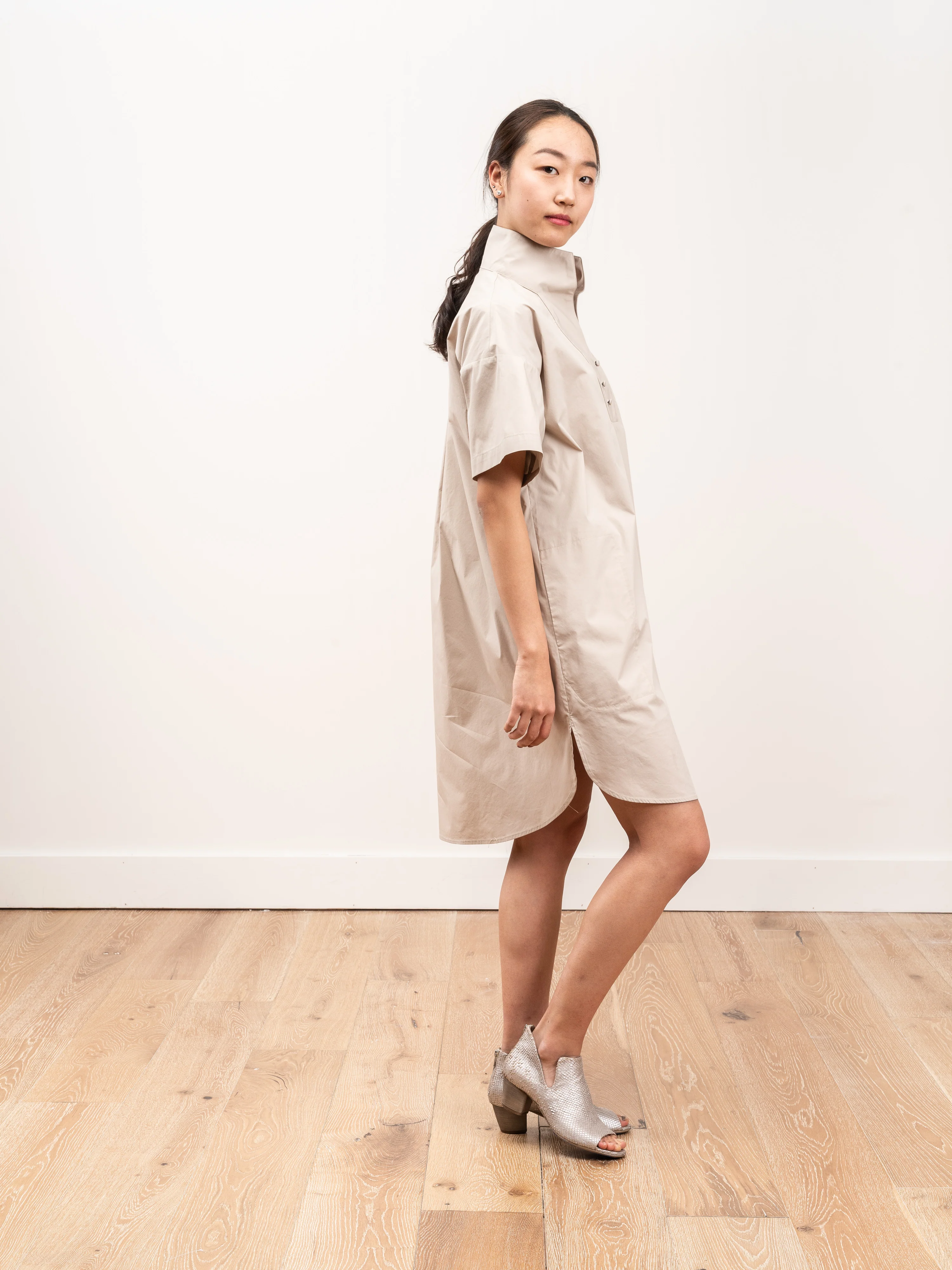 mockneck tunic dress - clay poplin - Image 2