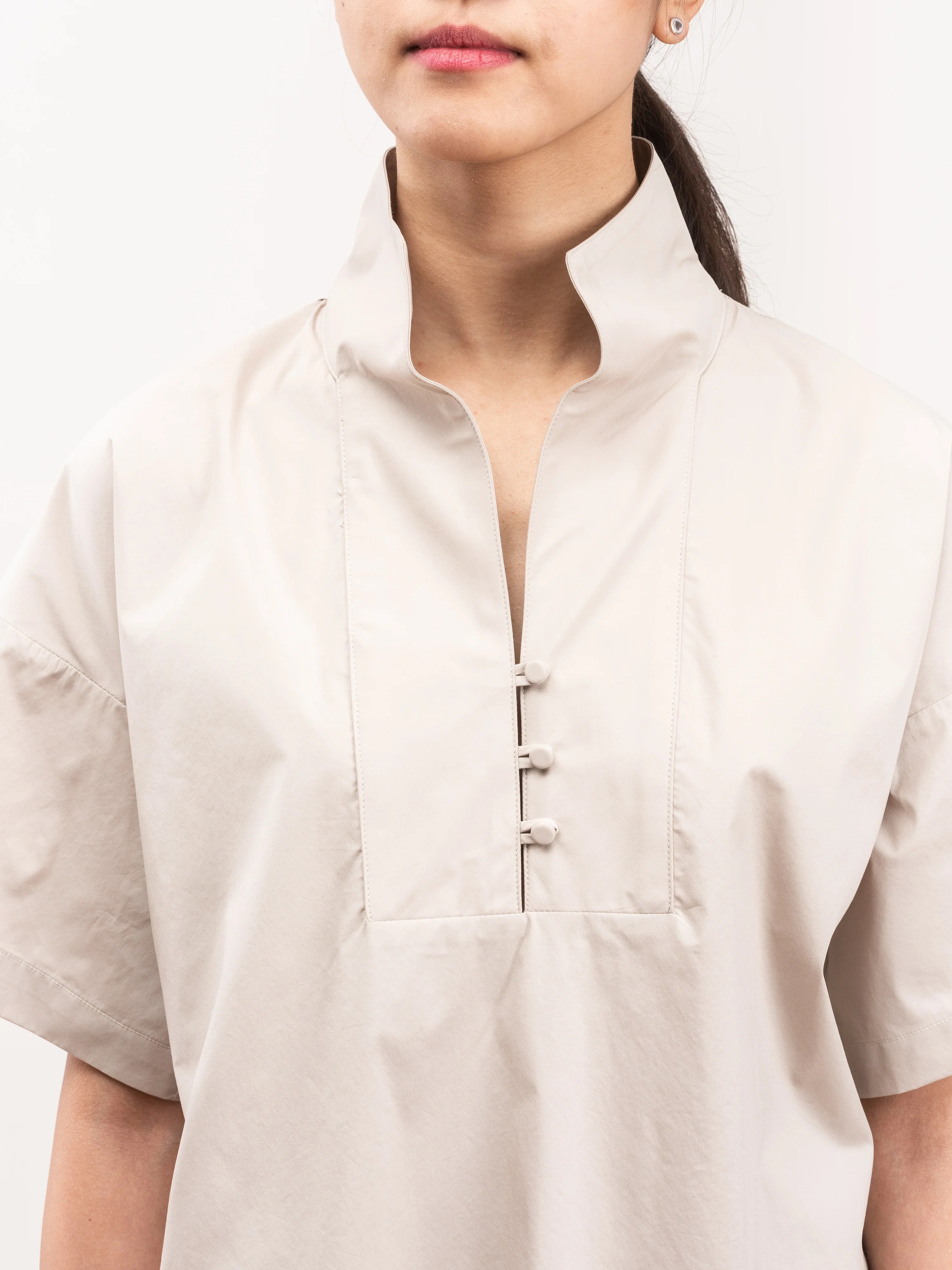 mockneck tunic dress - clay poplin - Image 4