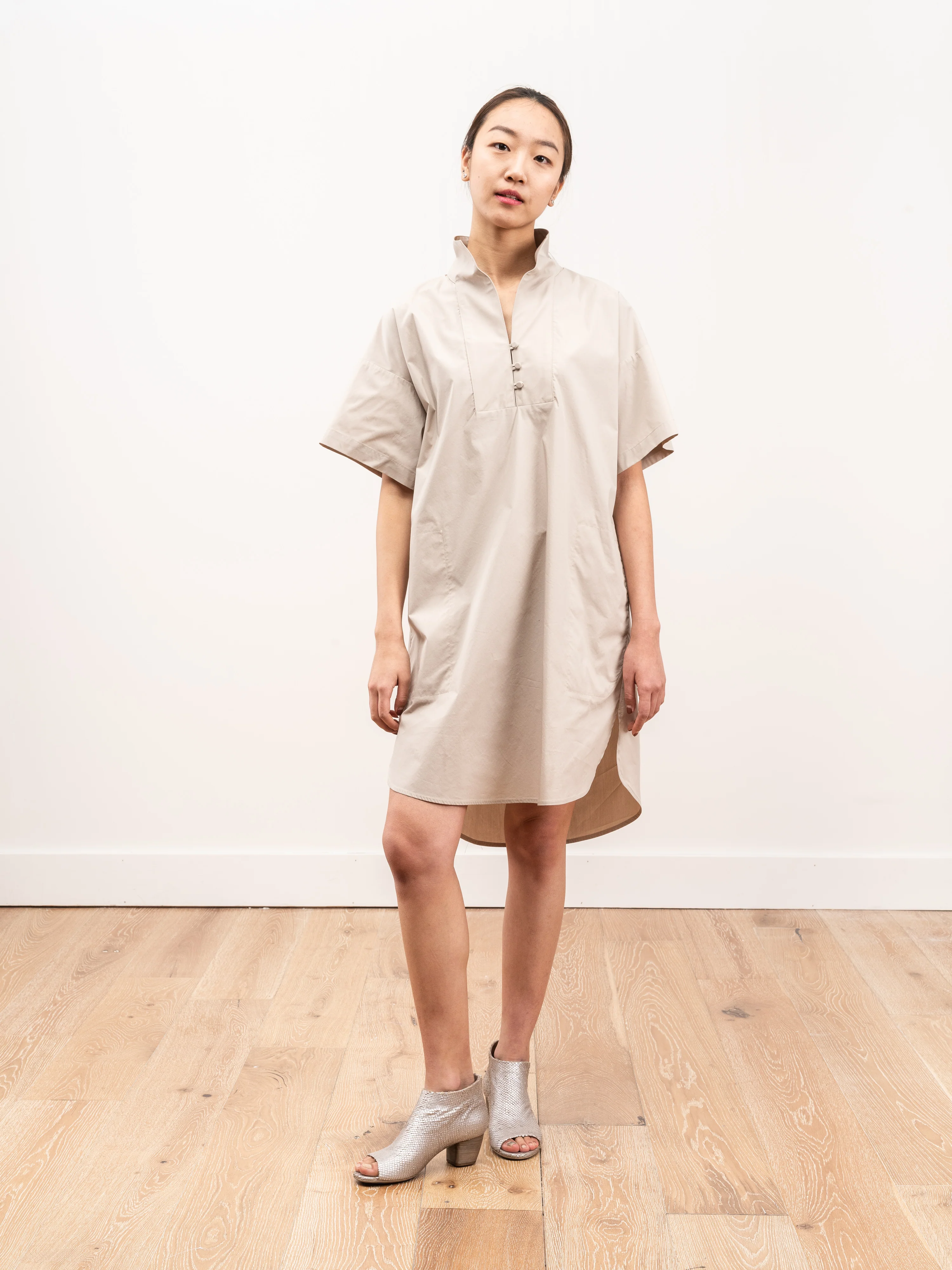 mockneck tunic dress - clay poplin - Image 5