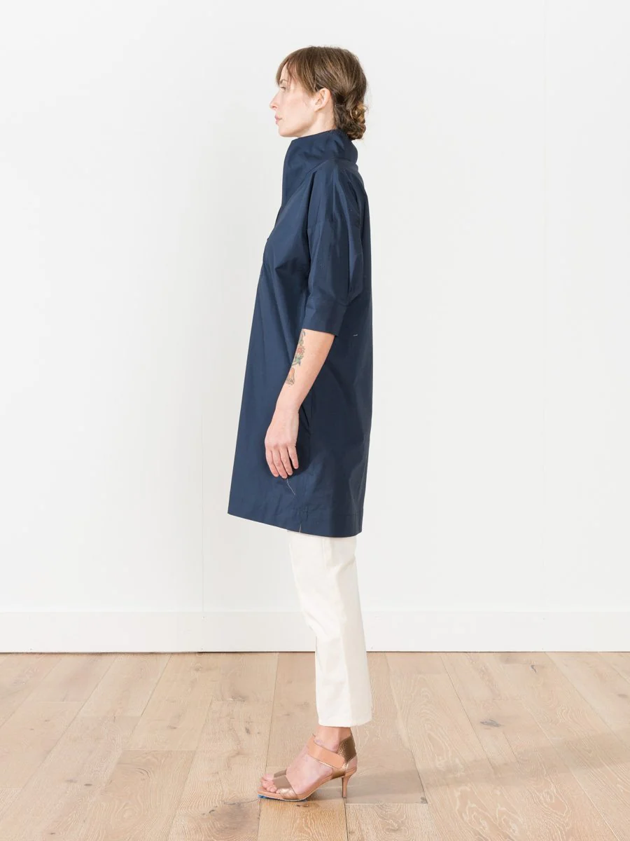 short sleeve shirt dress - navy - Image 2