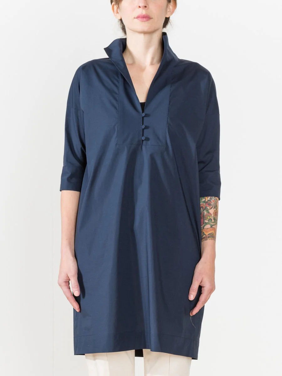 short sleeve shirt dress - navy - Image 4