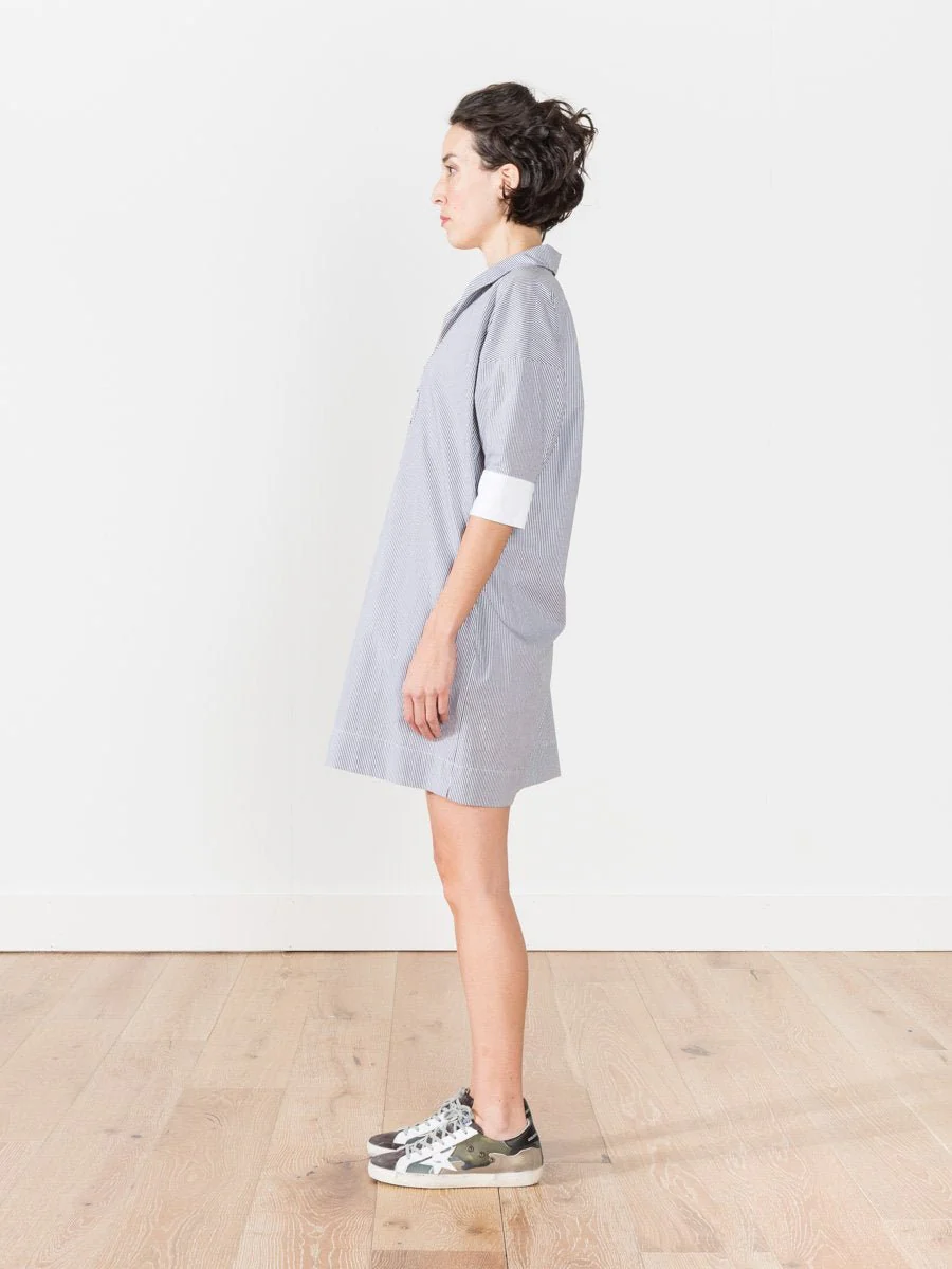 short sleeve shirt dress - stripe - Image 2