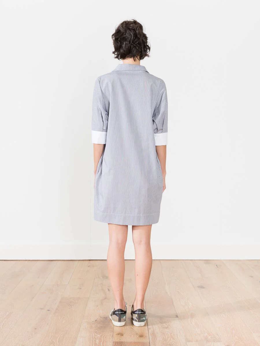short sleeve shirt dress - stripe - Image 3
