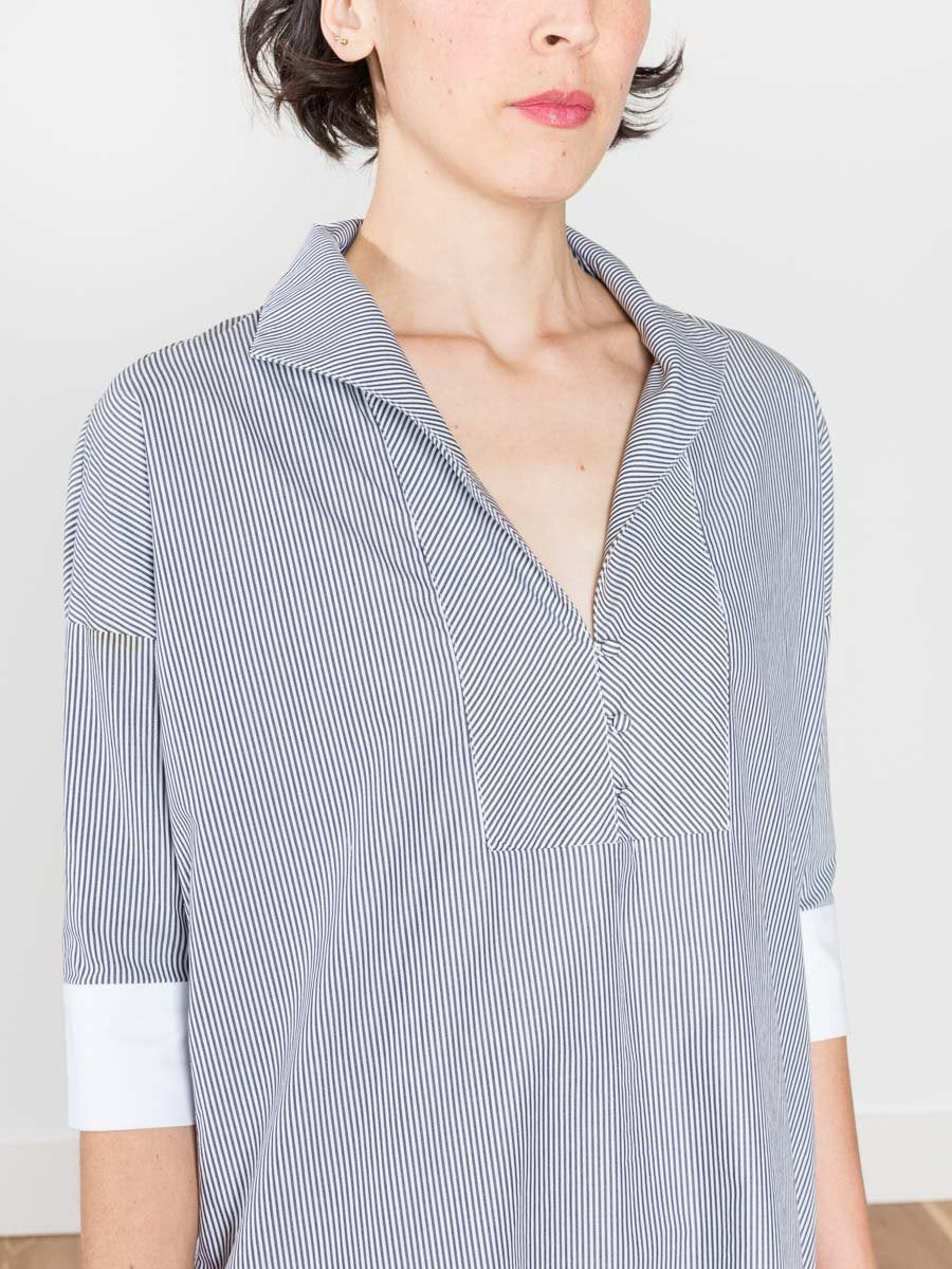 short sleeve shirt dress - stripe - Image 4