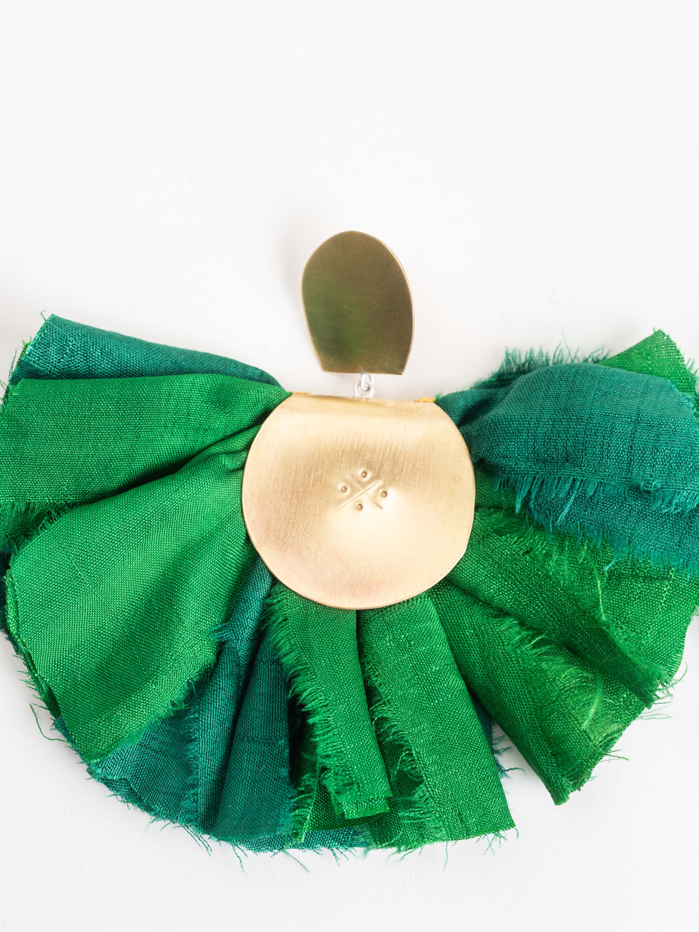 silk hand fan earrings - green - Image 2