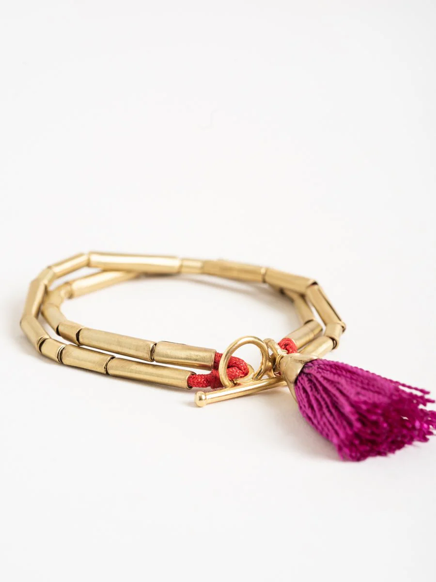 fuschia tassel bracelet - Image 3