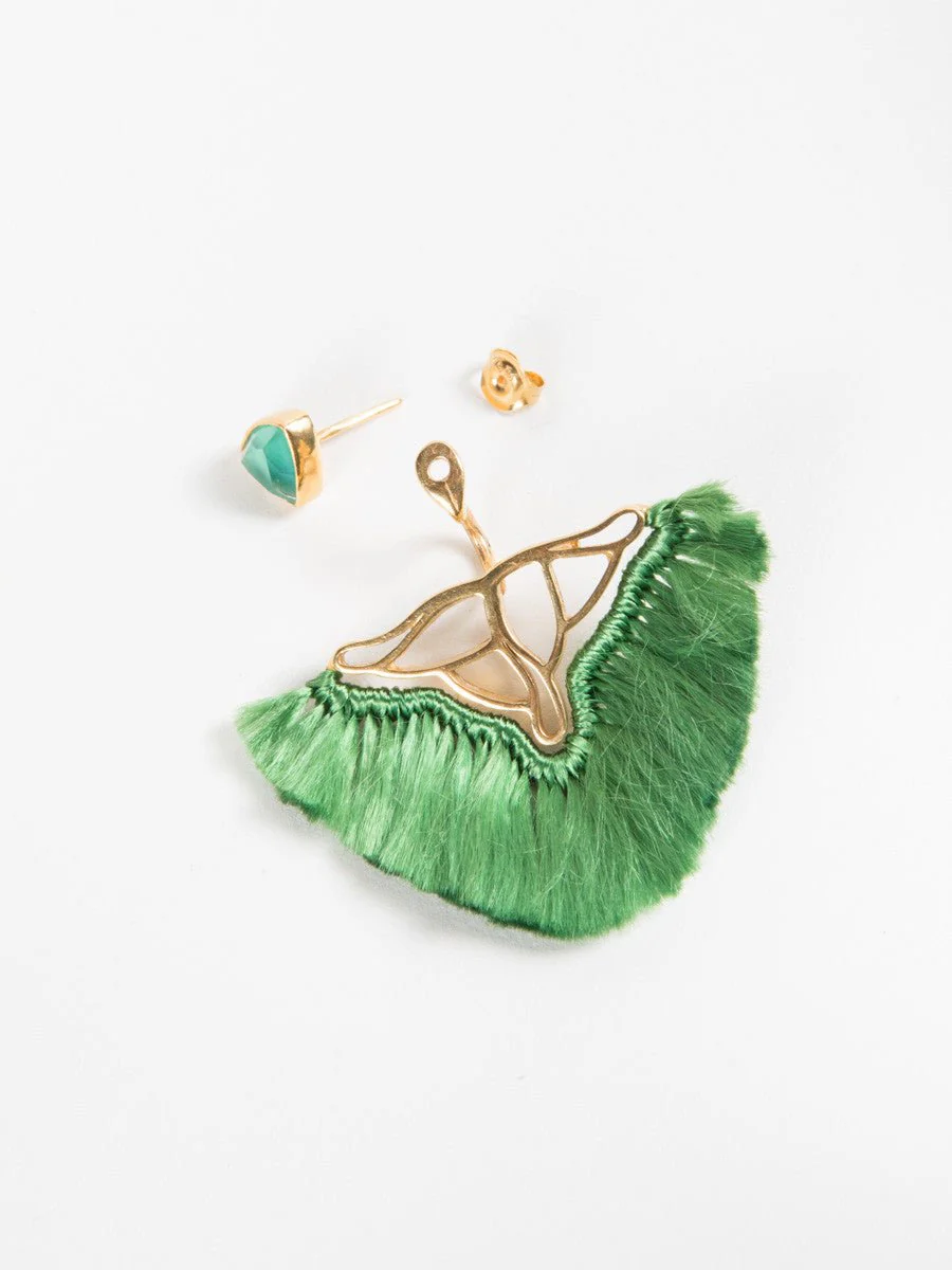green agate silk earrings - Image 3