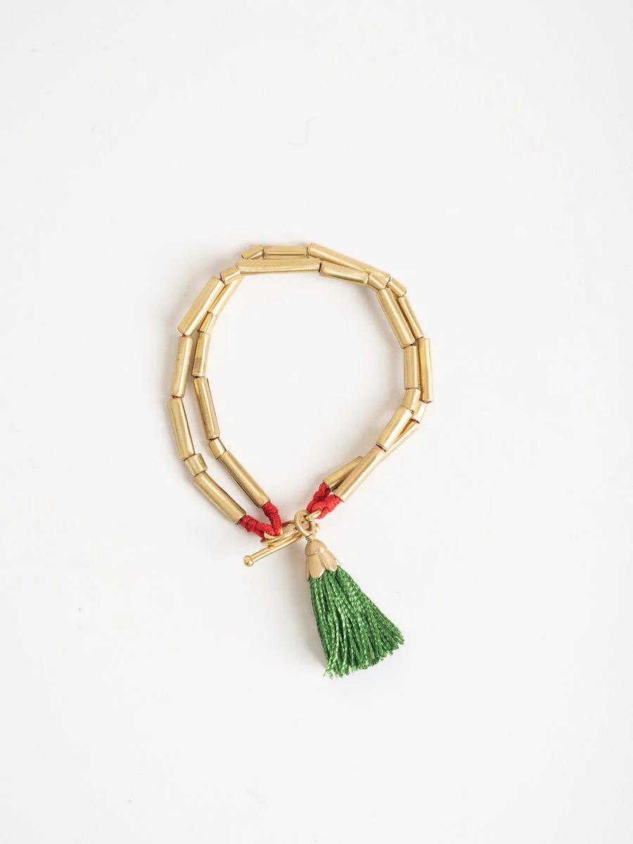 green tassel bracelet