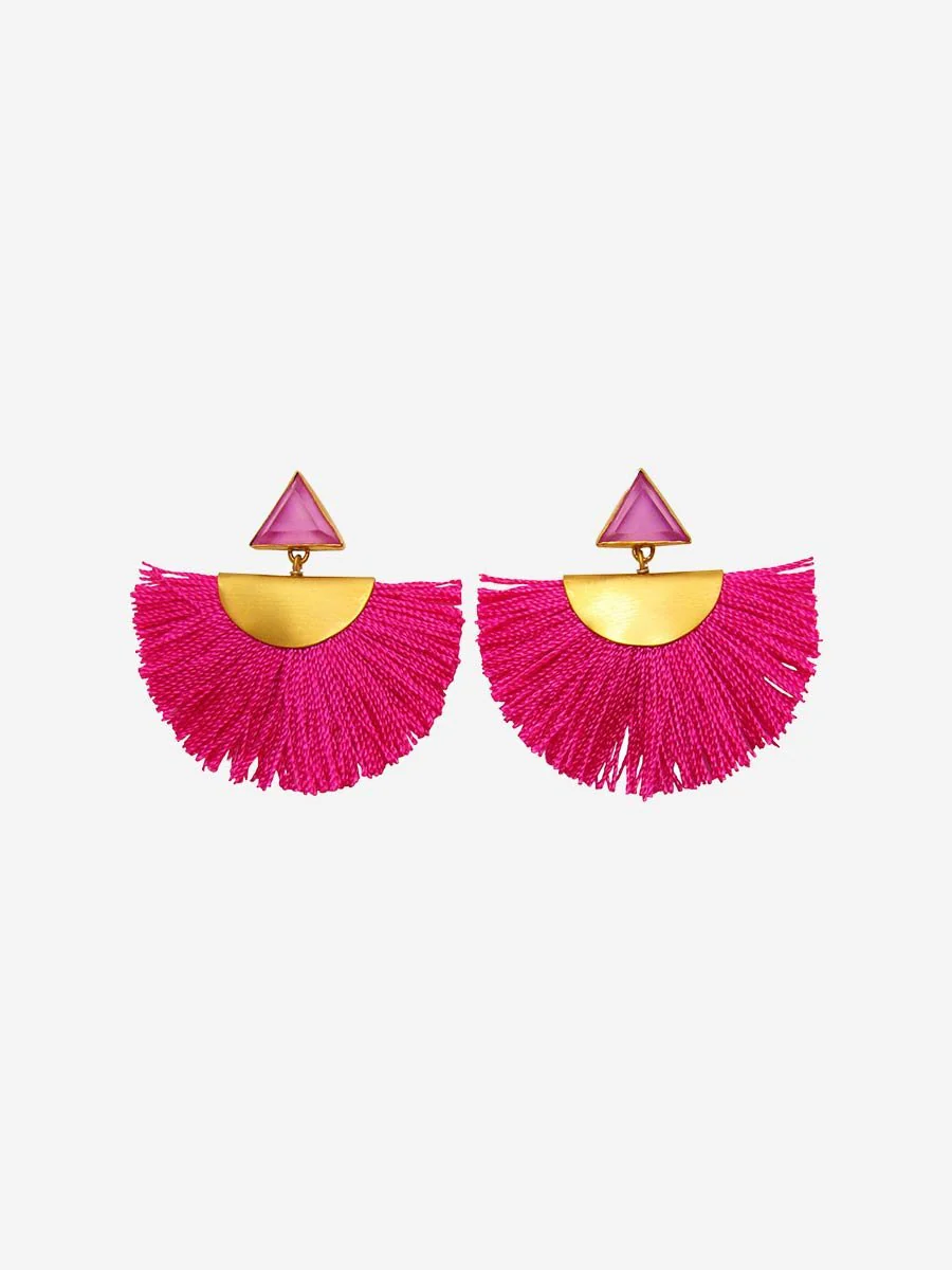 pink mini fan earrings