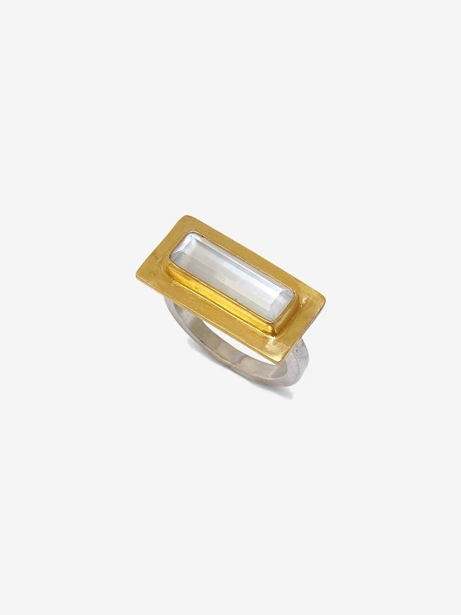 mother of pearl baguette ring