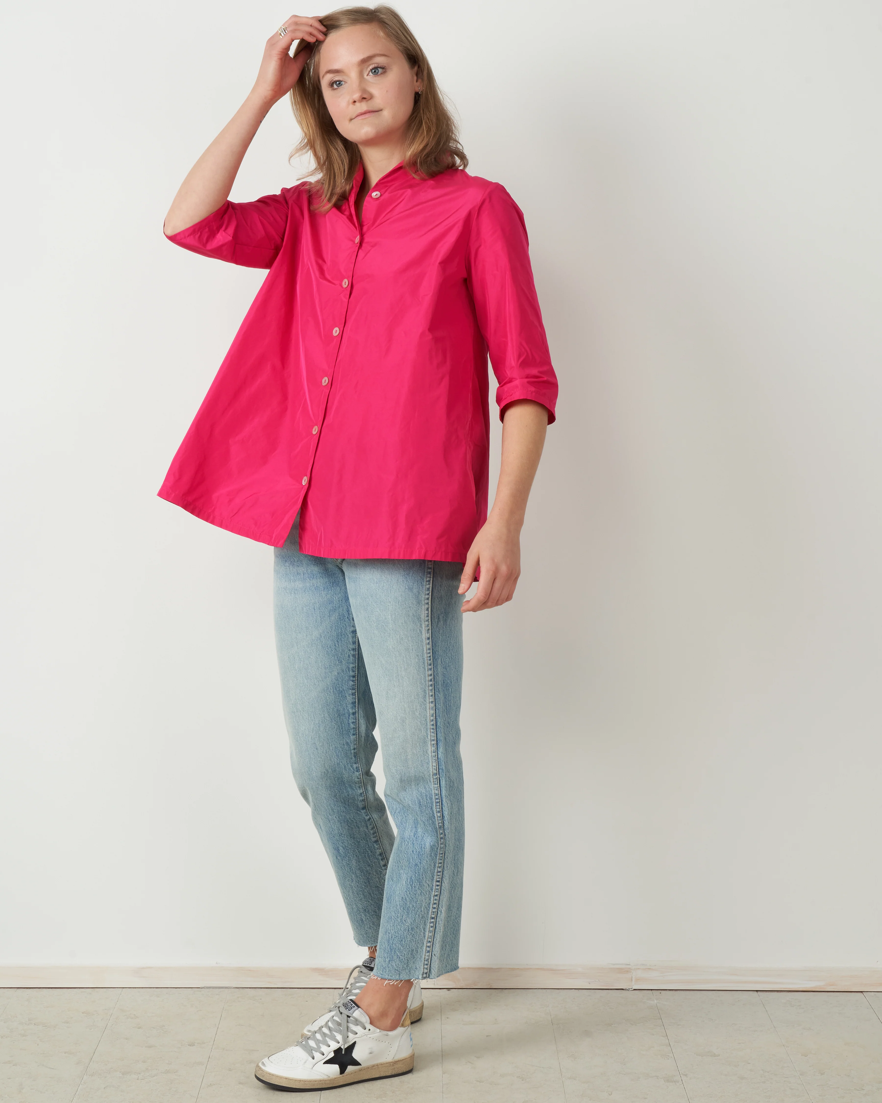 3/4 slv a-line blouse - pink - Image 5