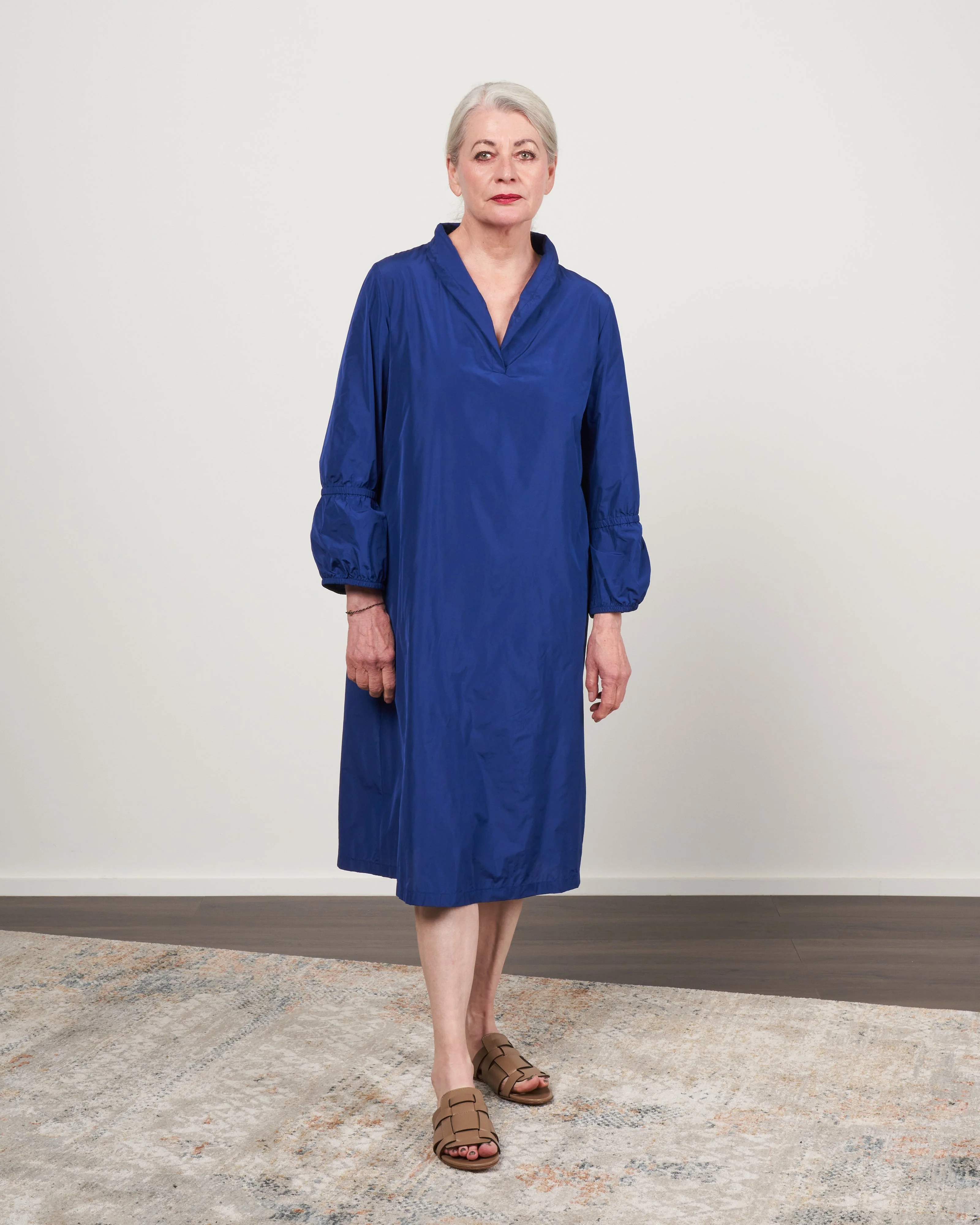 easy dress with sleeve detail - royal blue