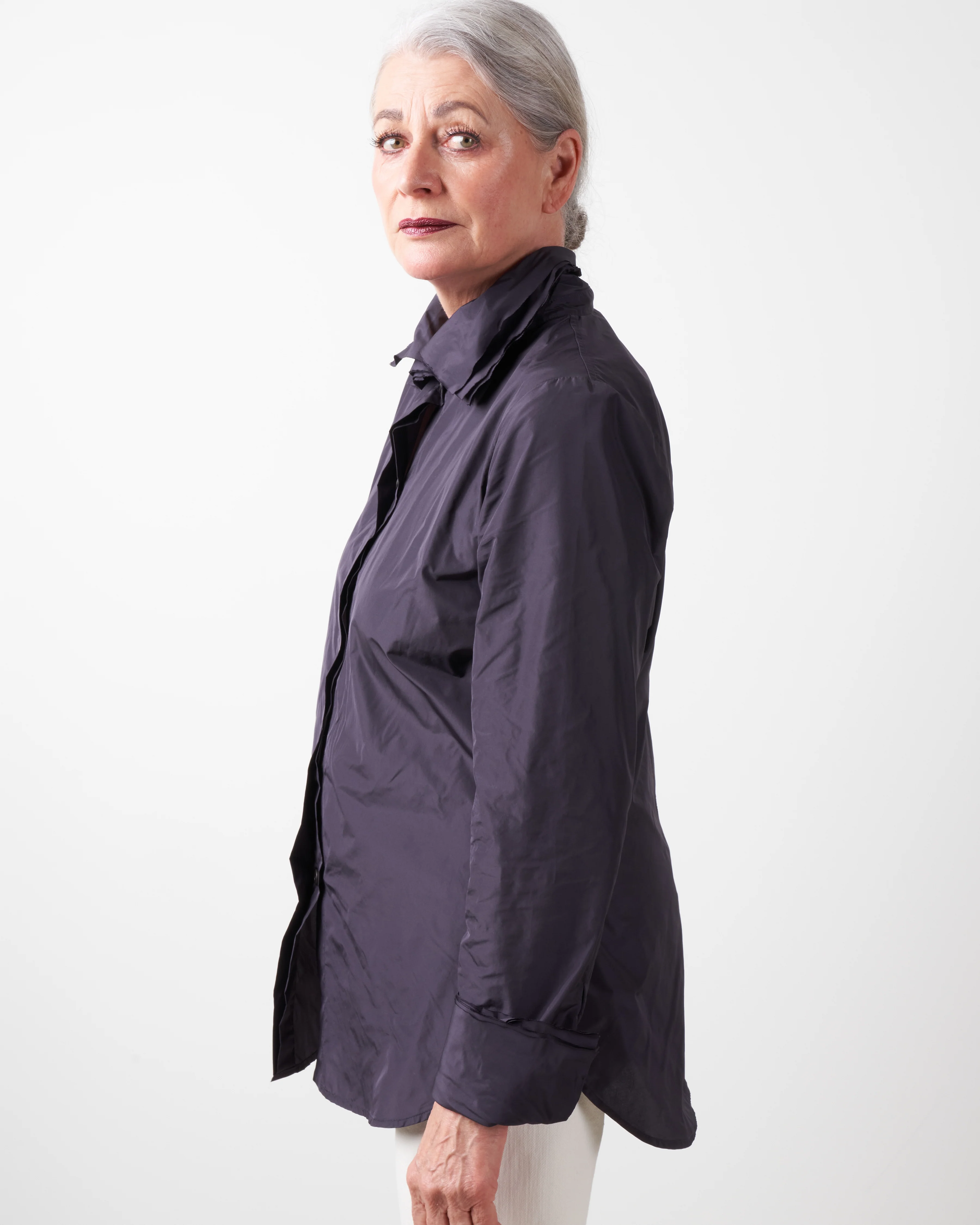 multi collar blouse - plum - Image 3