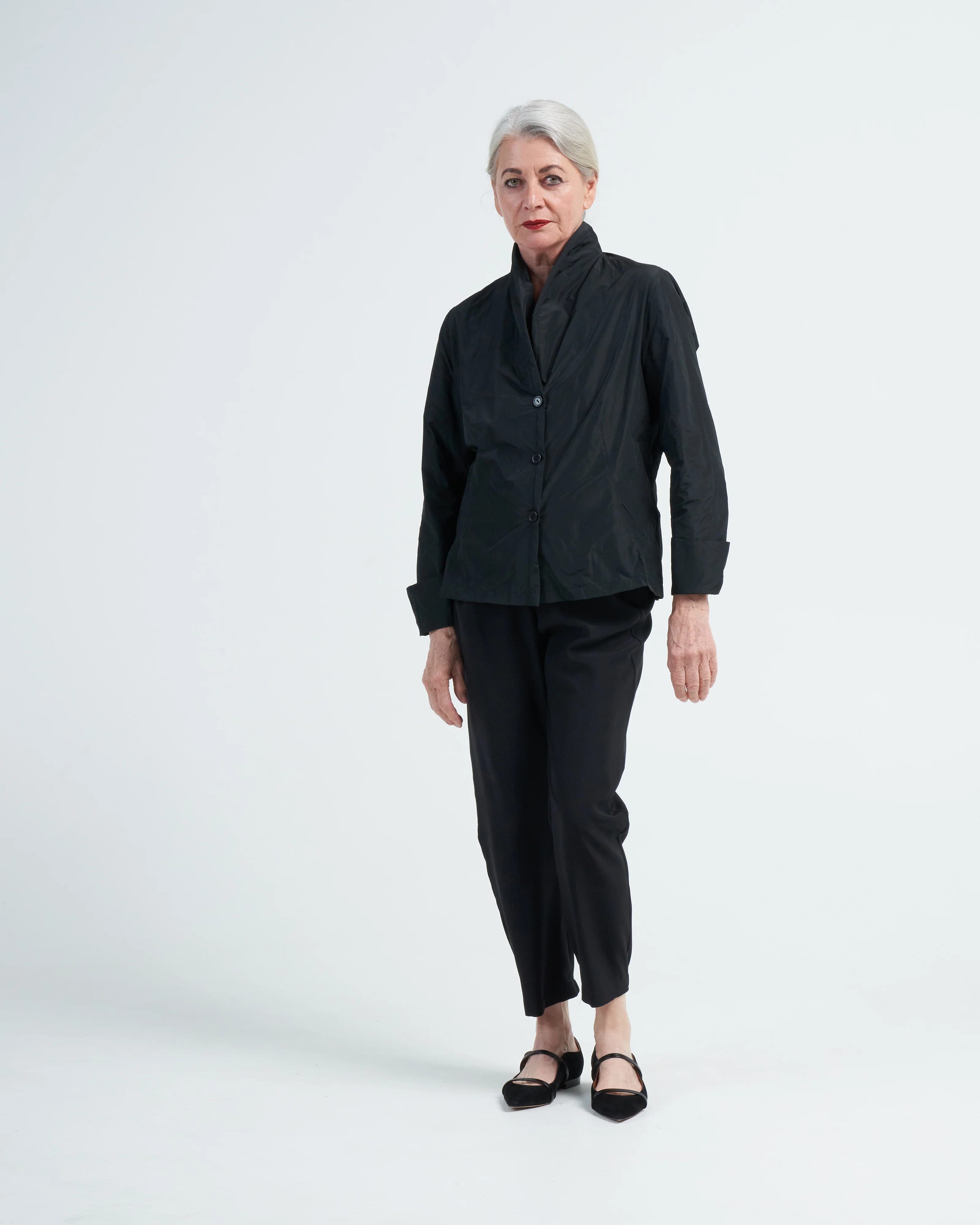 shawl collar darted bluse - black - Image 2