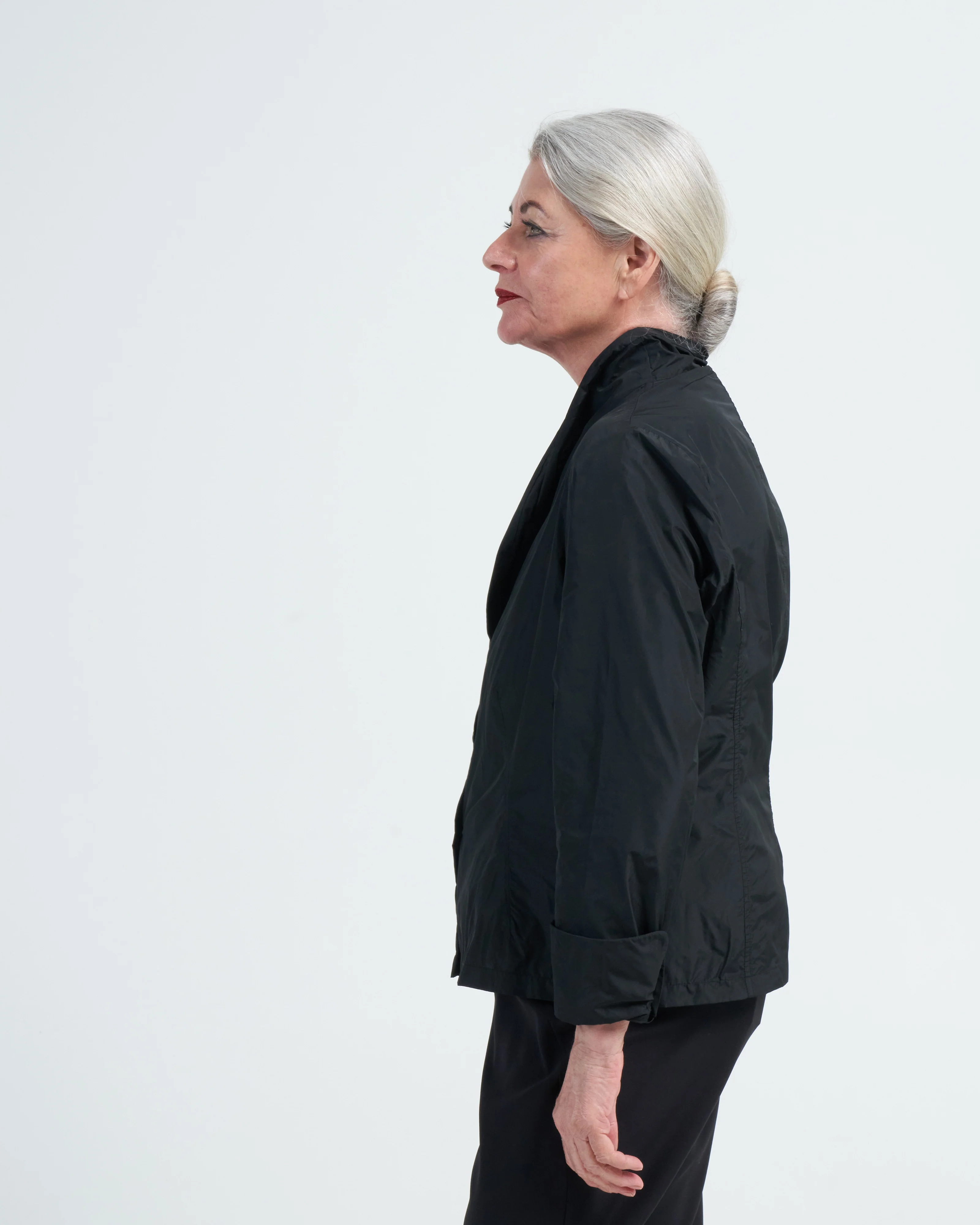 shawl collar darted bluse - black - Image 3