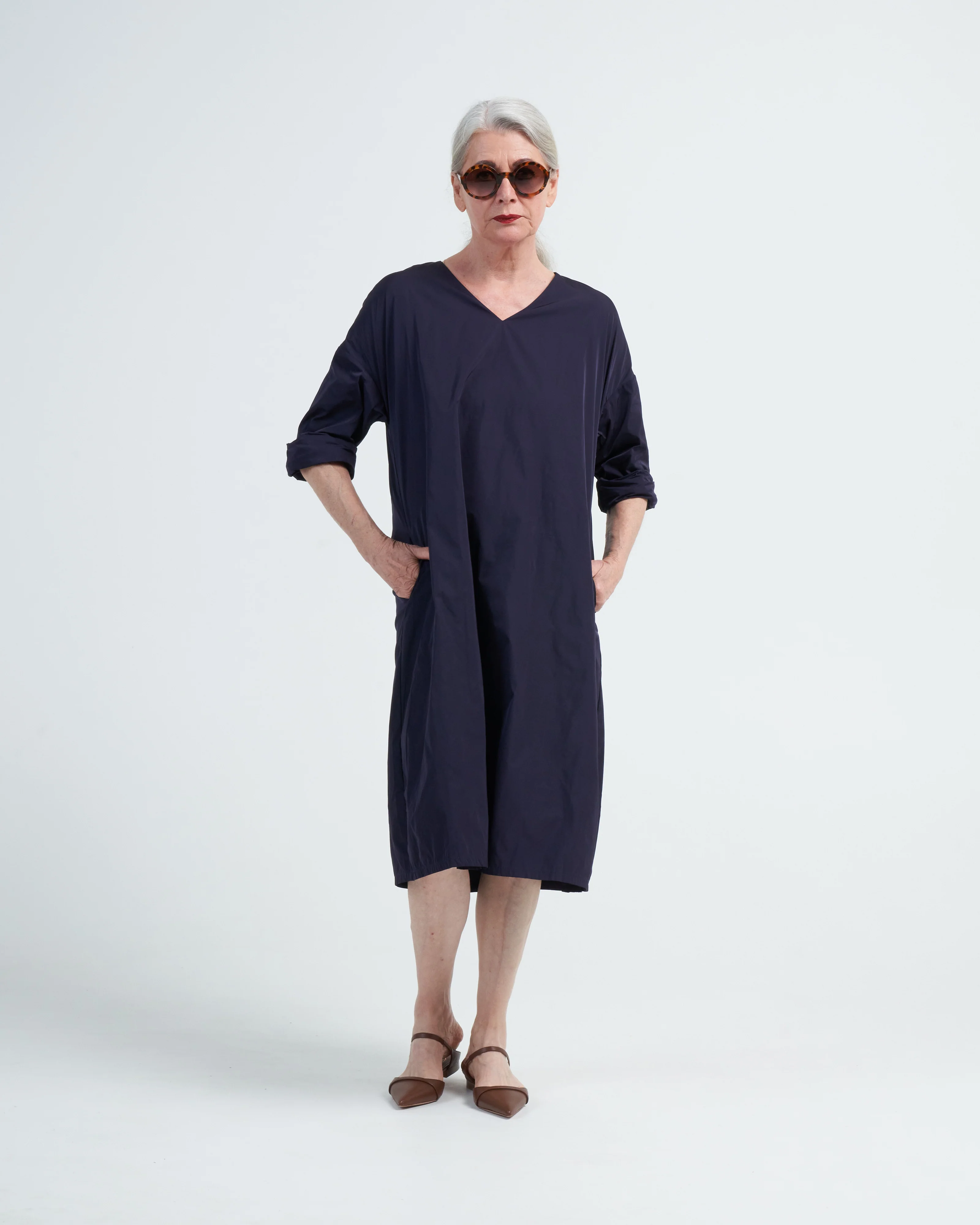 v neck shirt dress - blackberry - Image 2