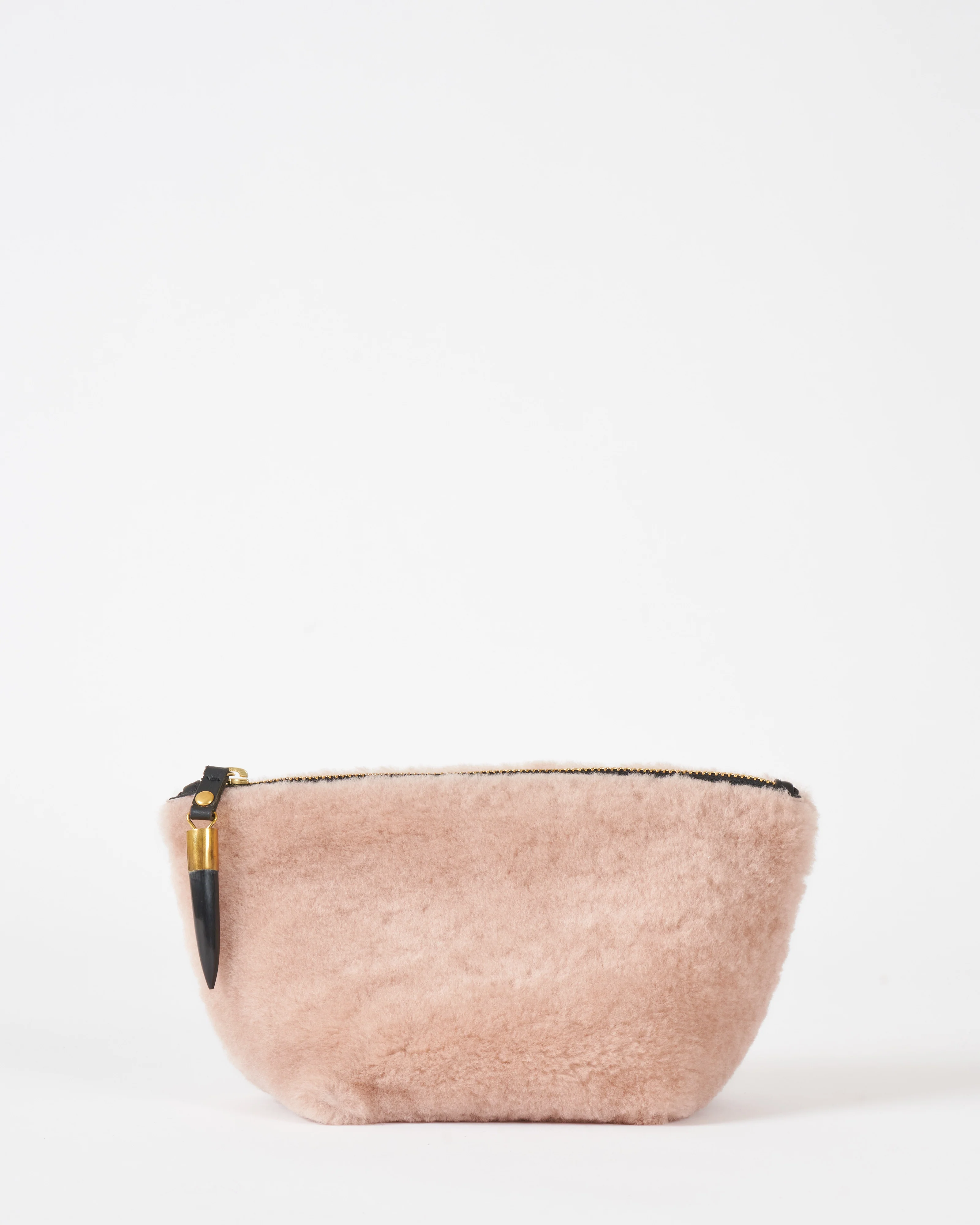 blush shearling makeup bag - Image 2