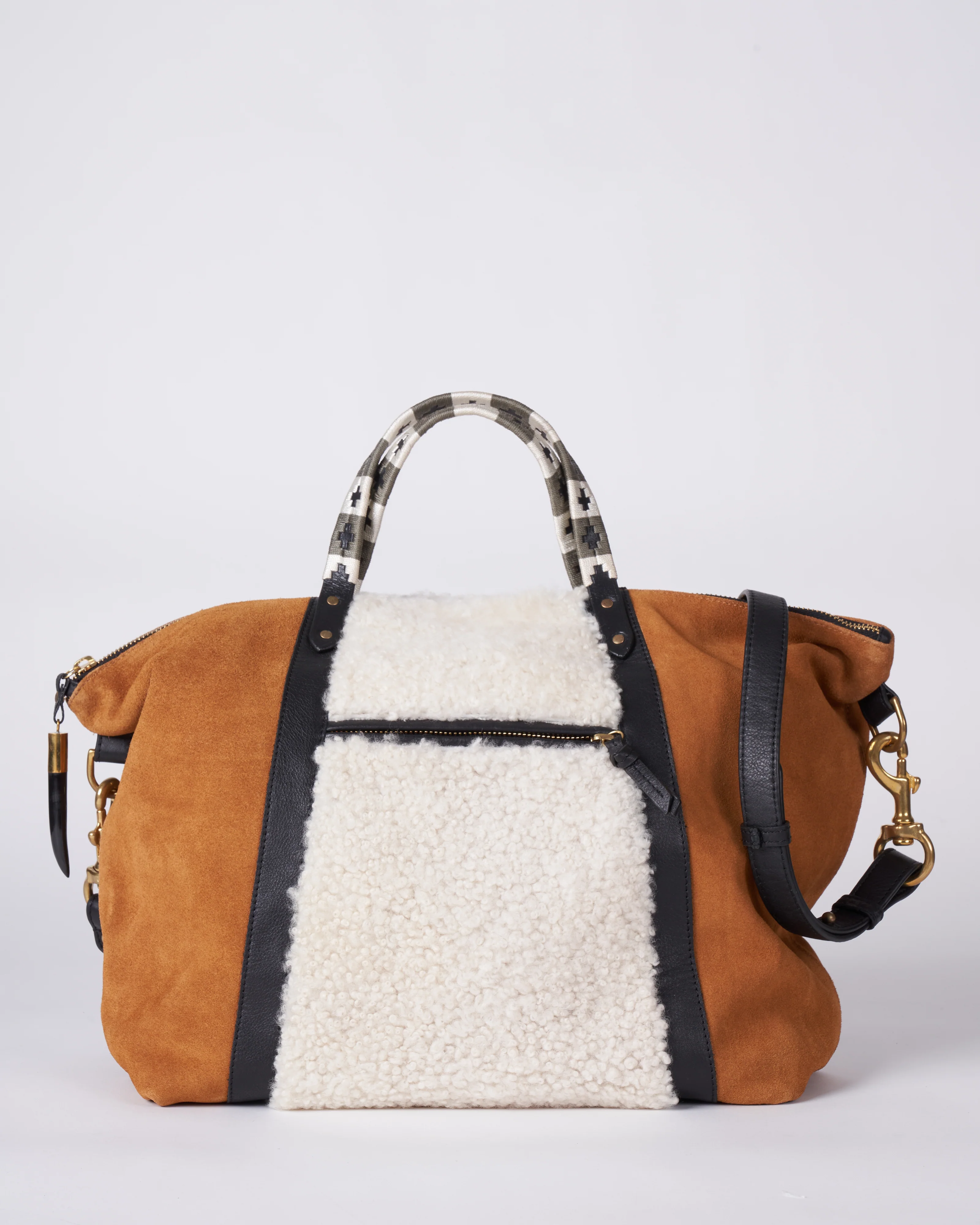 burnt sienna and shearling dylan holdall - burnt sienna - Image 3