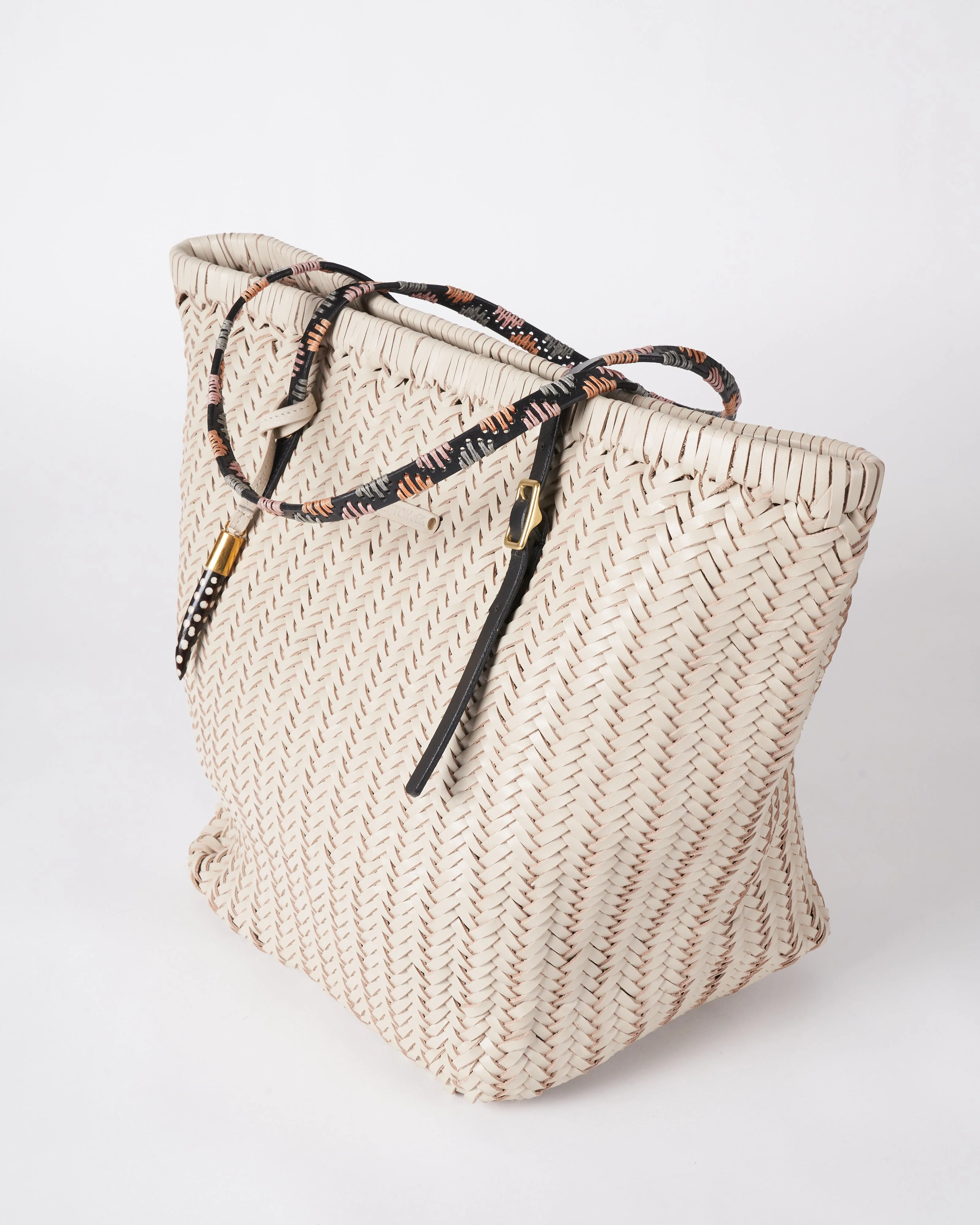 chalk basket weave leather tote - chalk - Image 4
