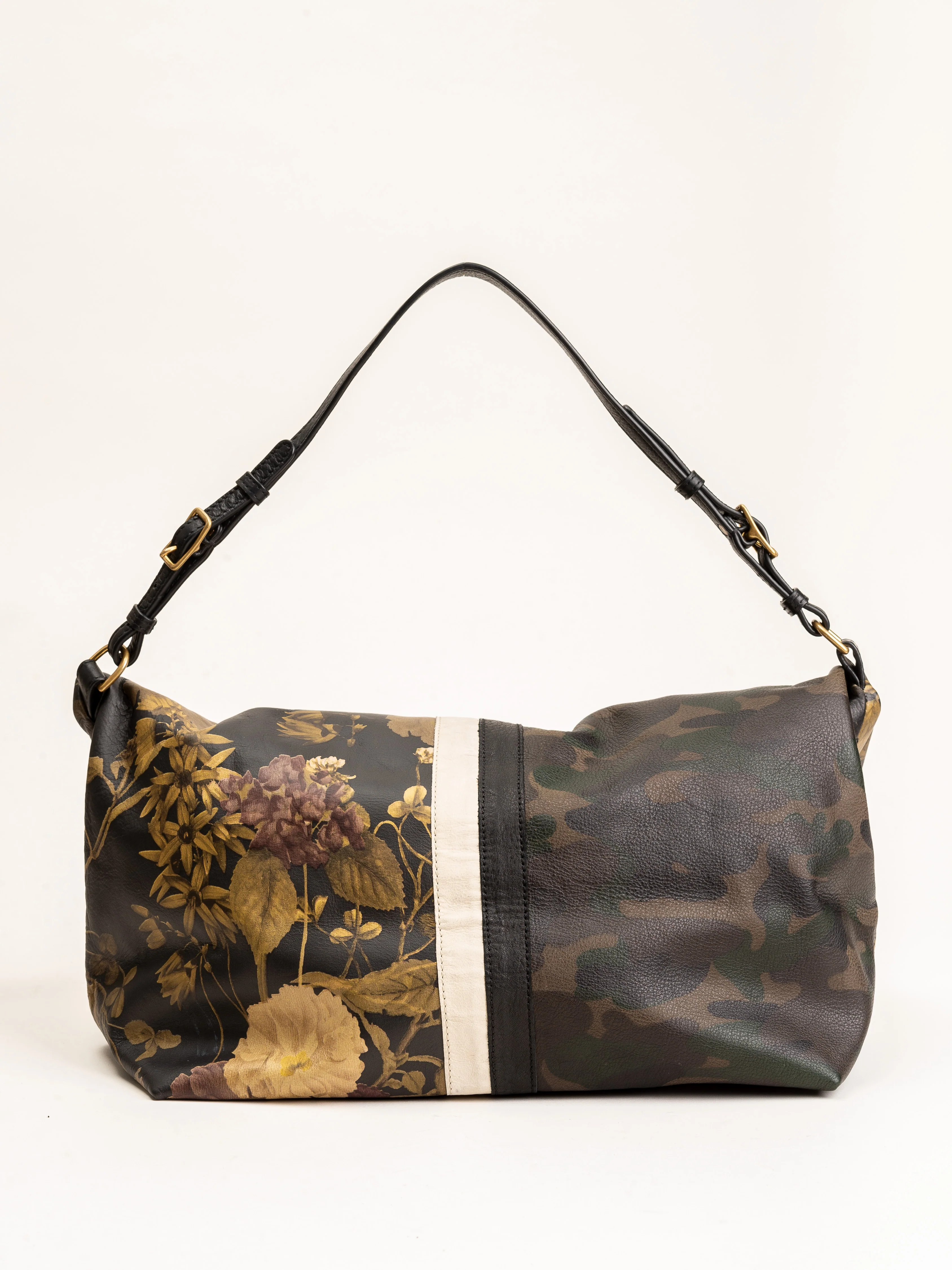 foldover tote - black peony & dark camo - Image 6