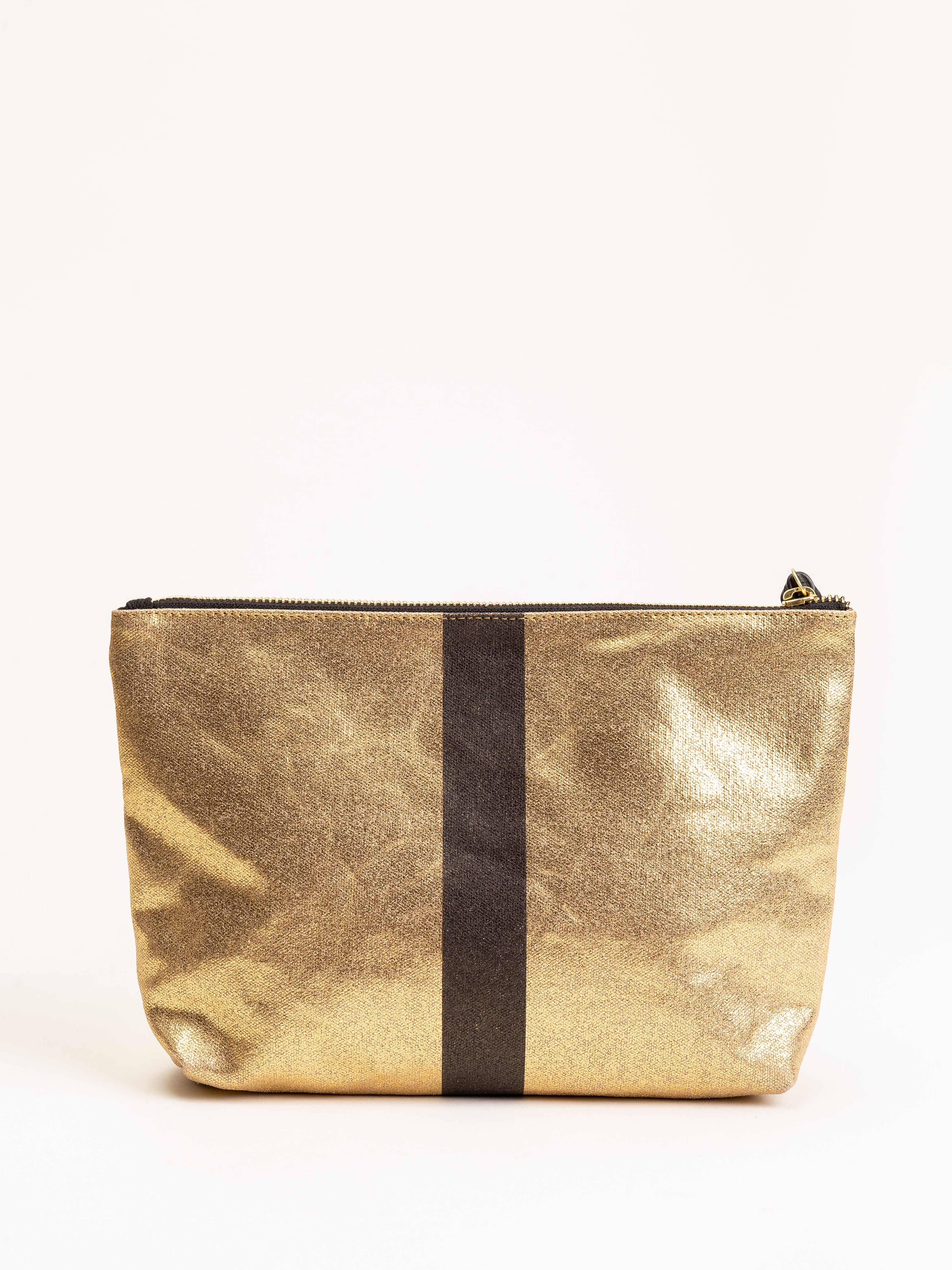 canvas striped pouch - gold/black - Image 2