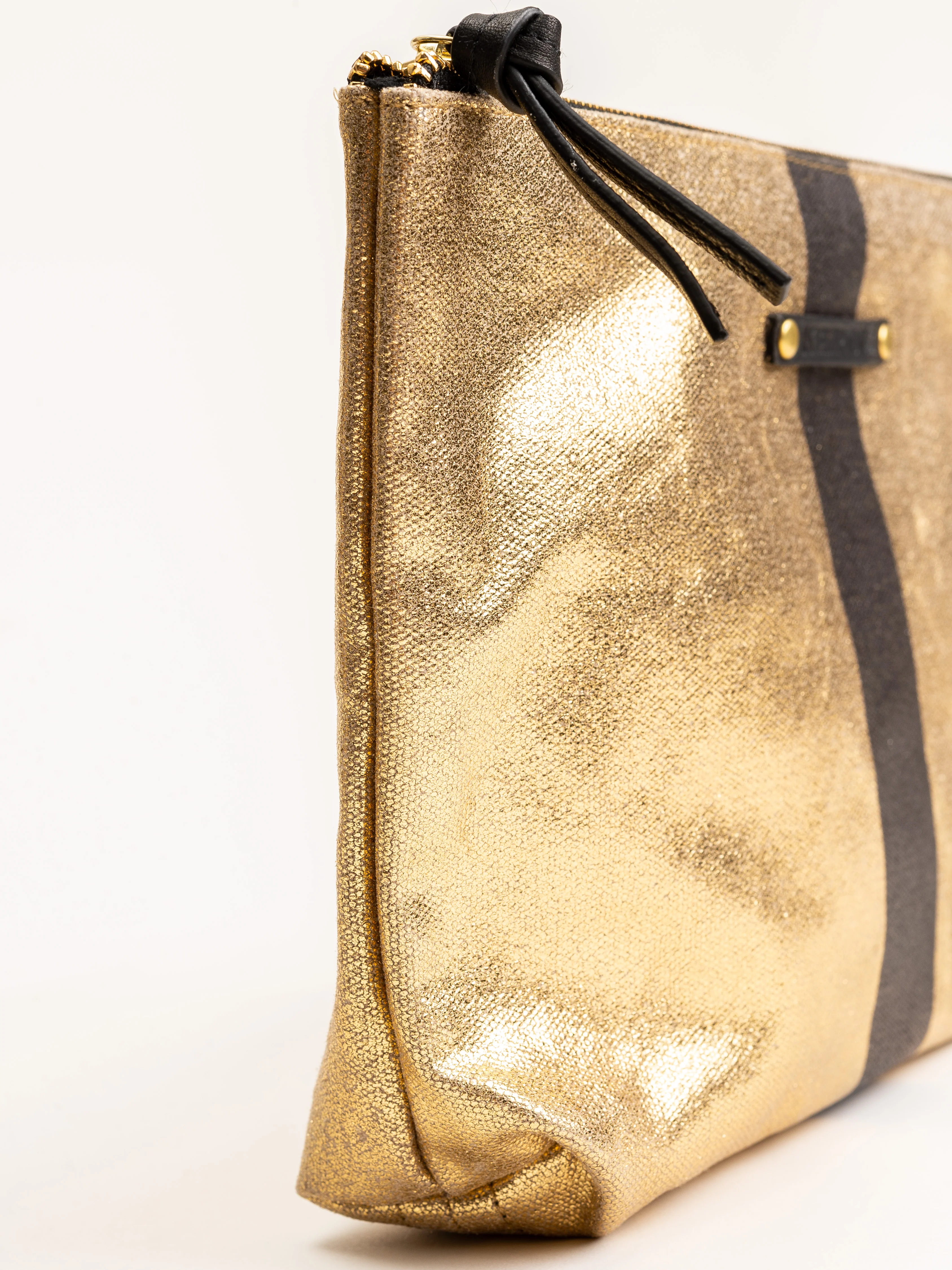 canvas striped pouch - gold/black - Image 3