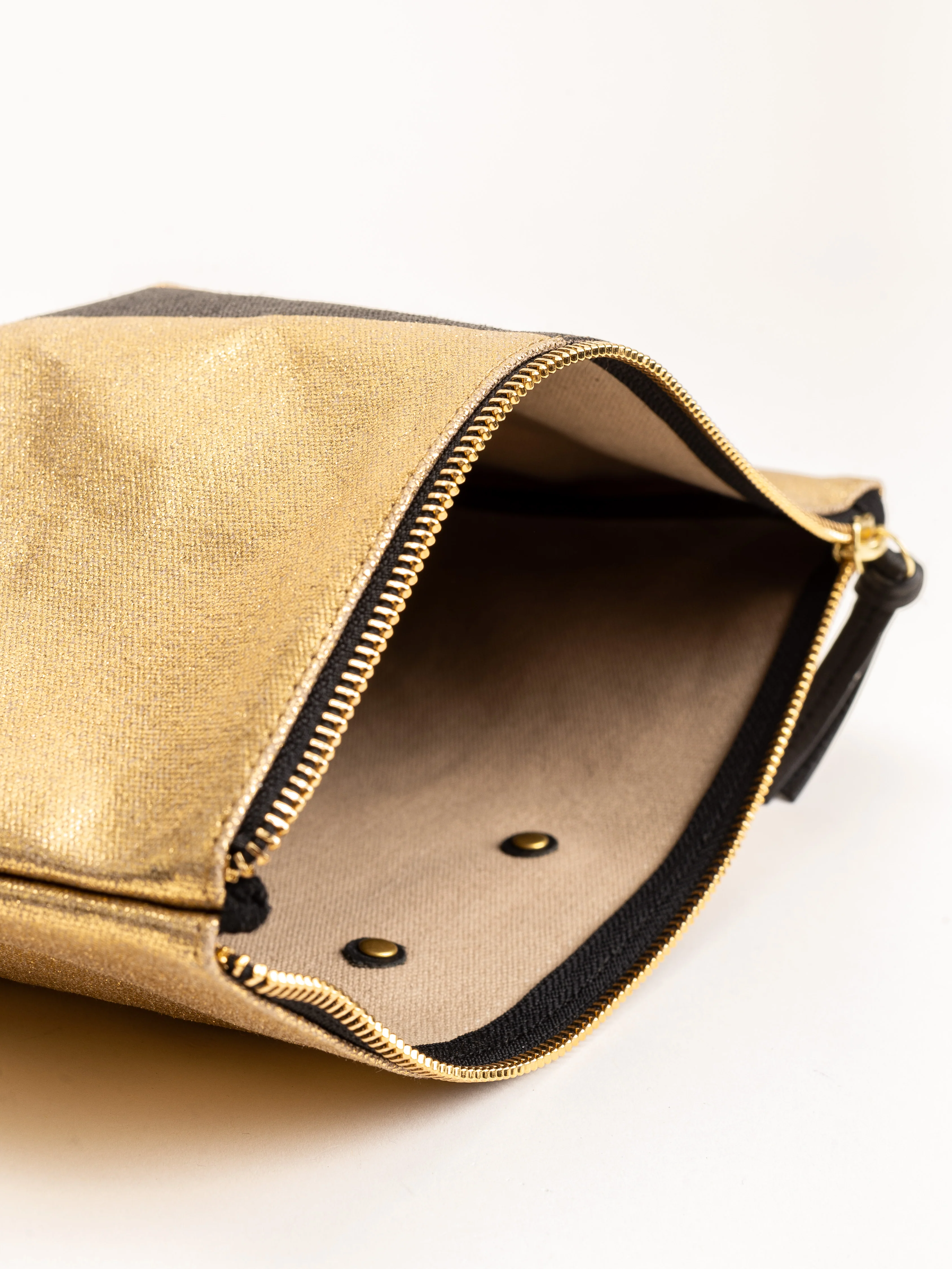 canvas striped pouch - gold/black - Image 4