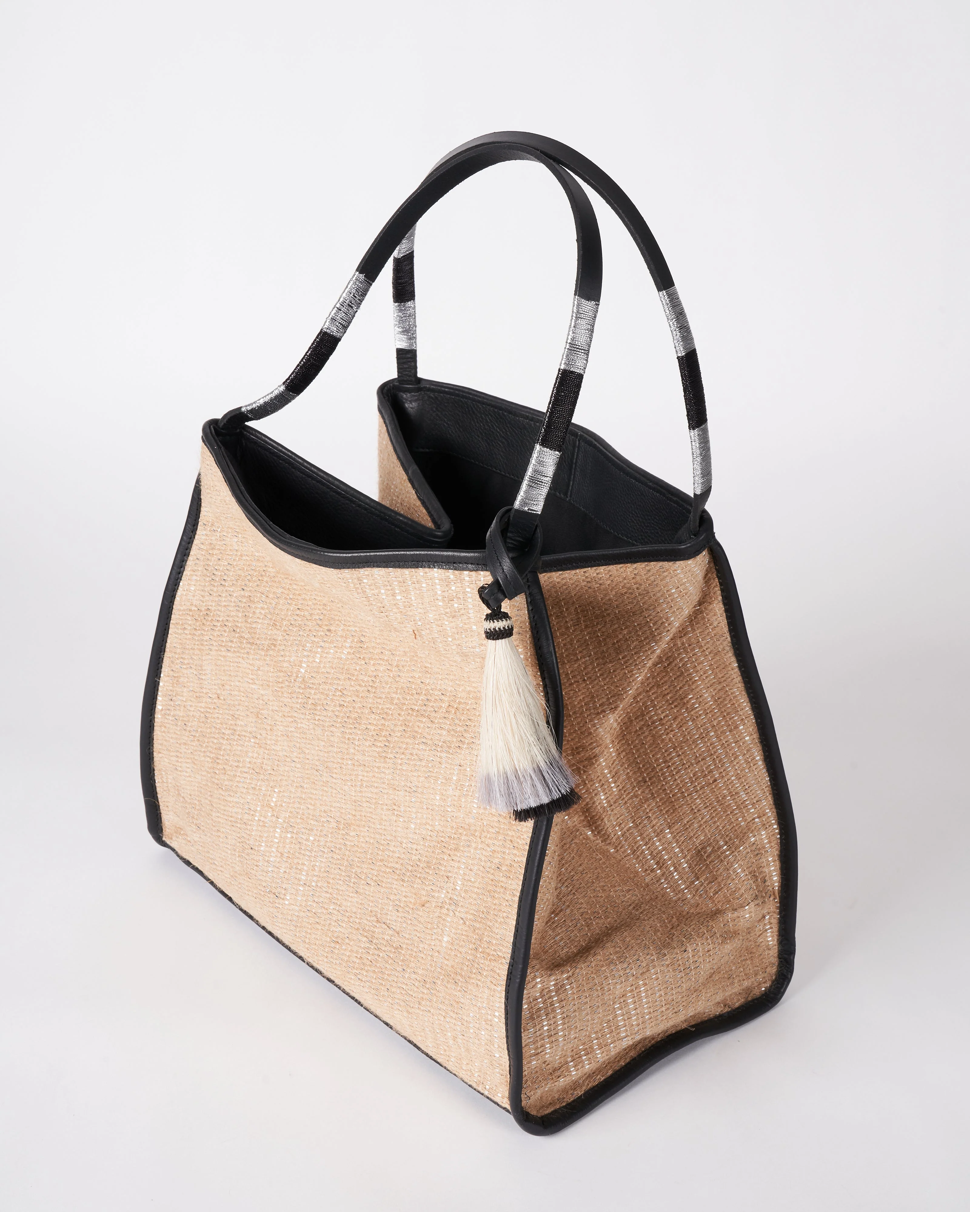 metallic jute taunton tote - natural blk - Image 3