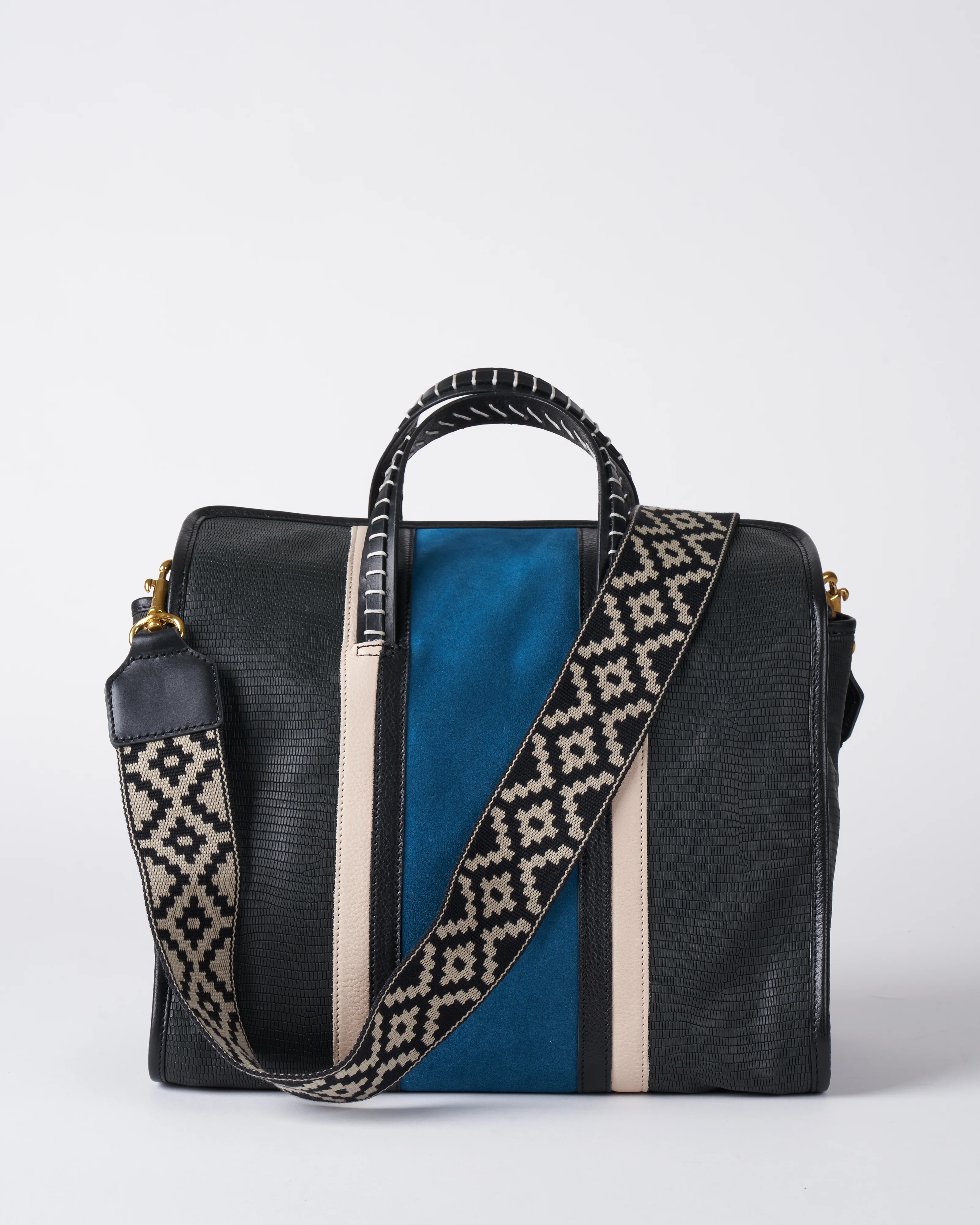 mini crock sea blue ella bag - black blue blkblu