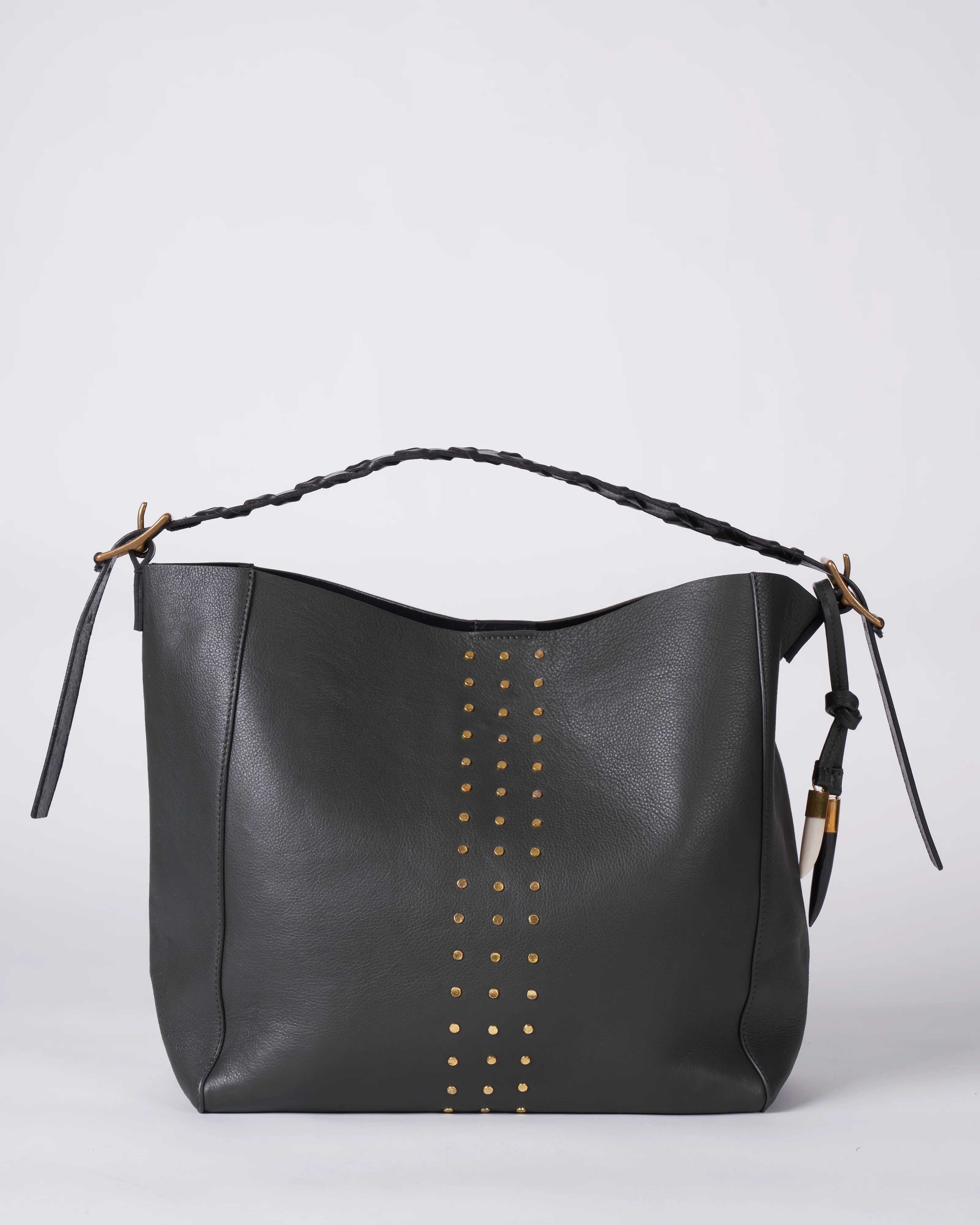 olive brass stud somerset hobo - olive - Image 2