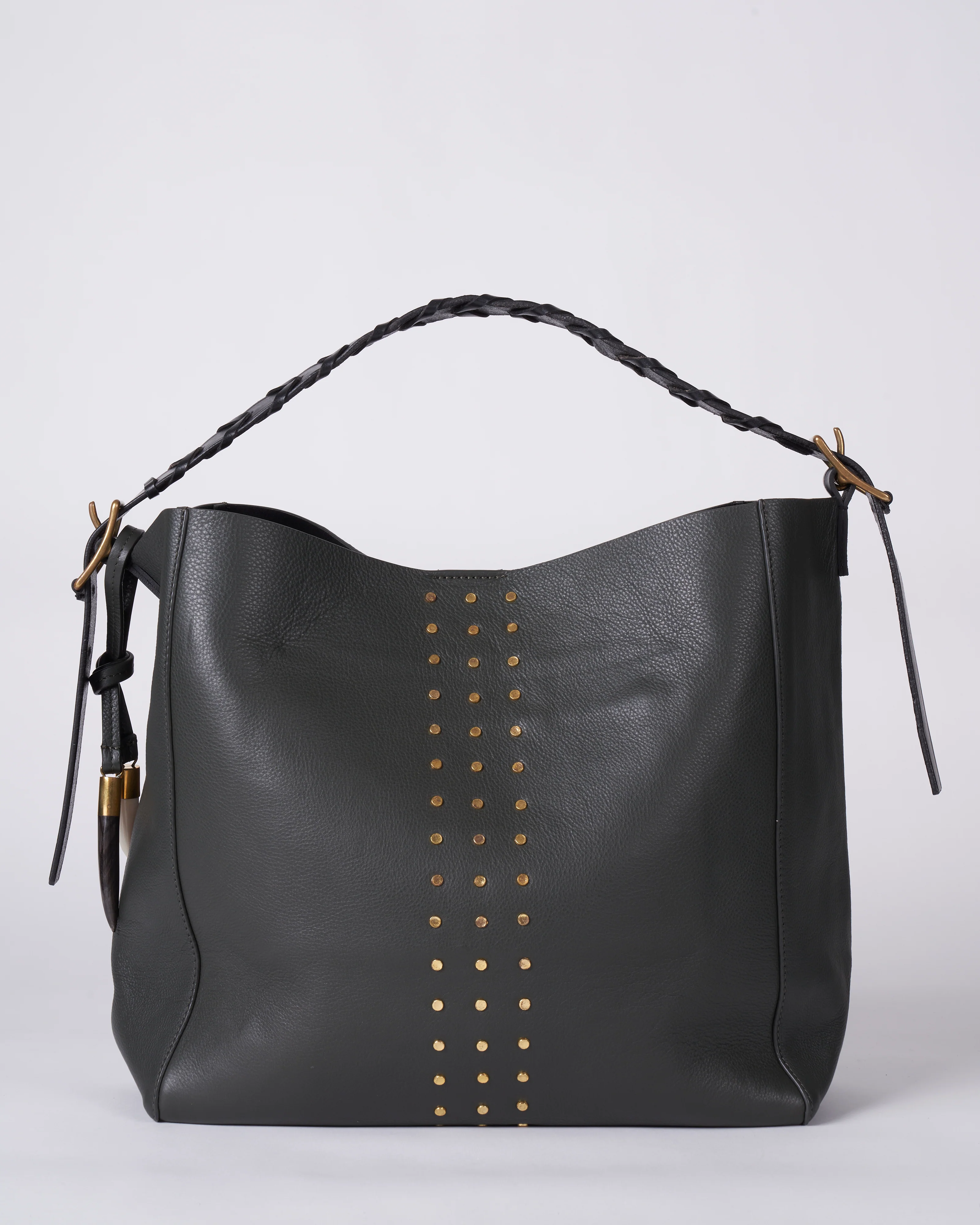 olive brass stud somerset hobo - olive - Image 3