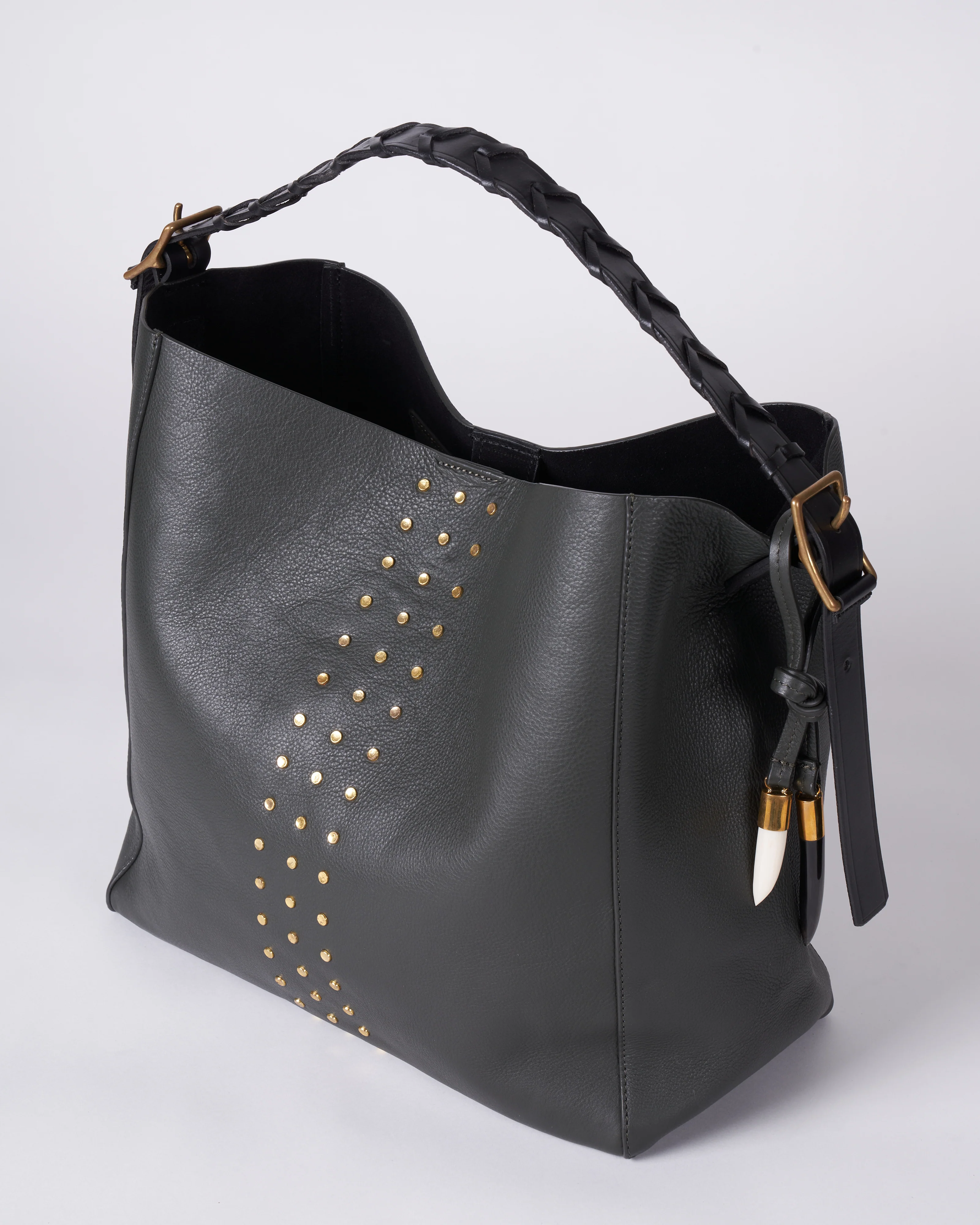 olive brass stud somerset hobo - olive - Image 4