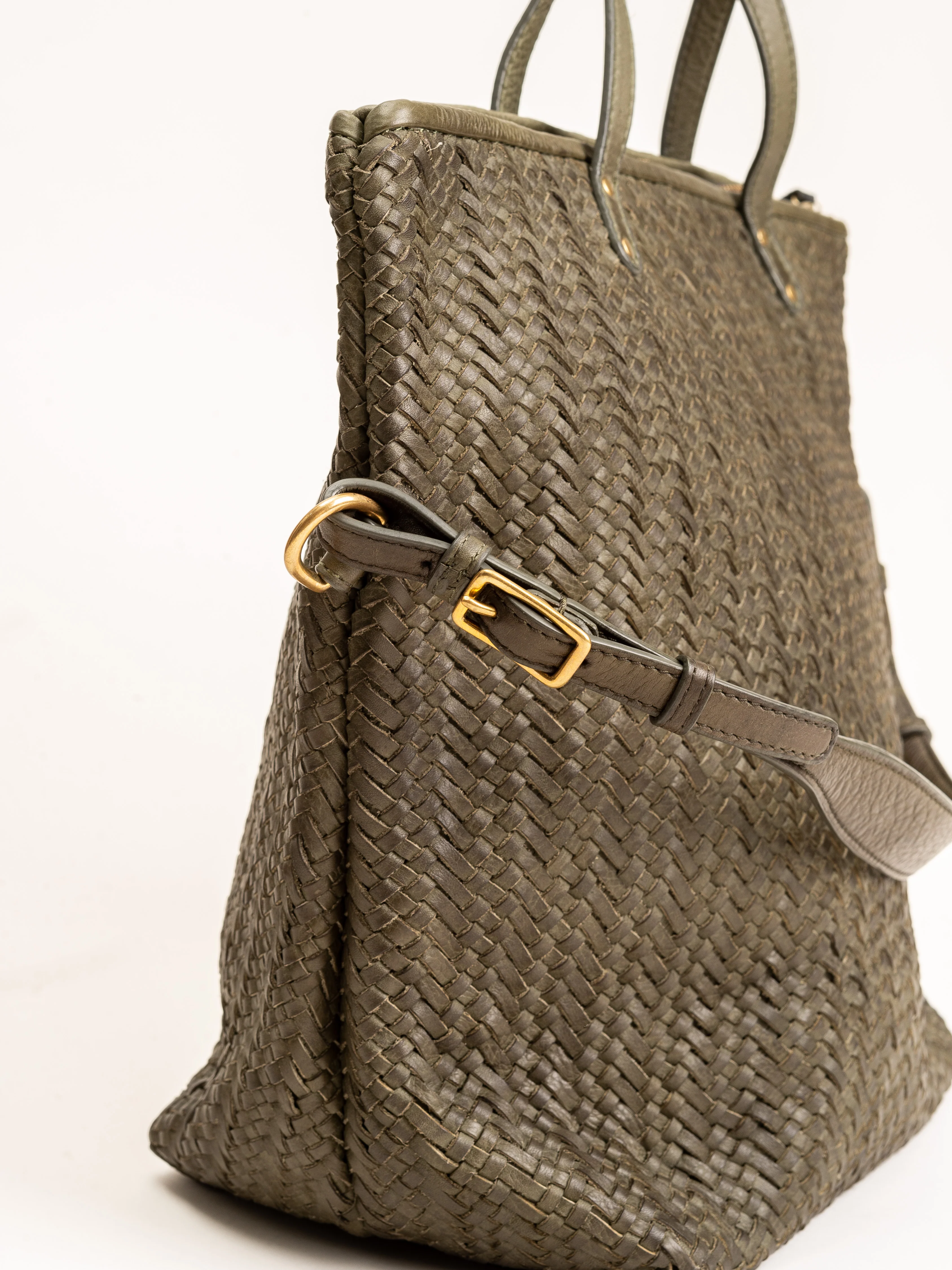morleigh foldover tote - olive woven - Image 2