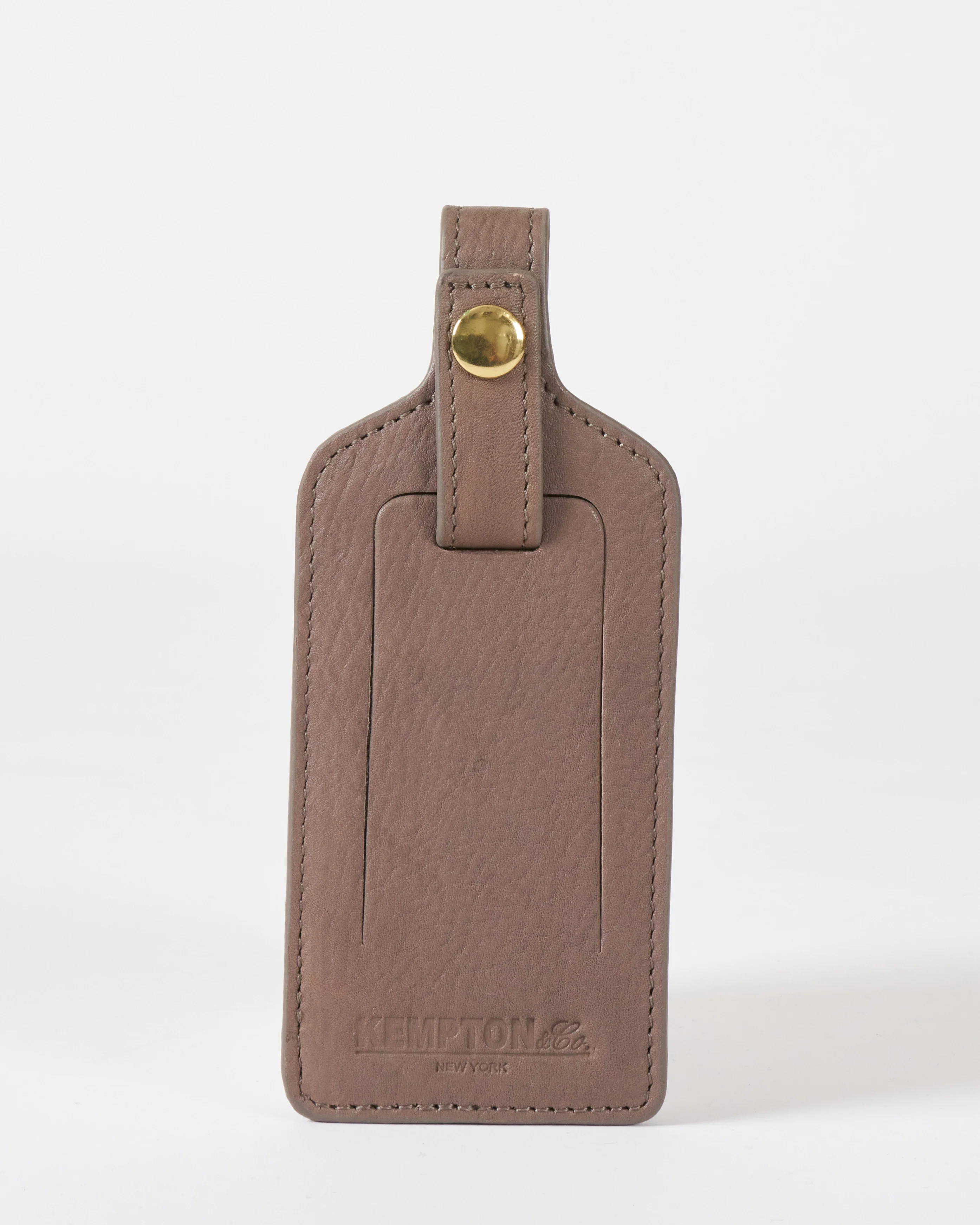 taupe leather luggage tag - Image 2