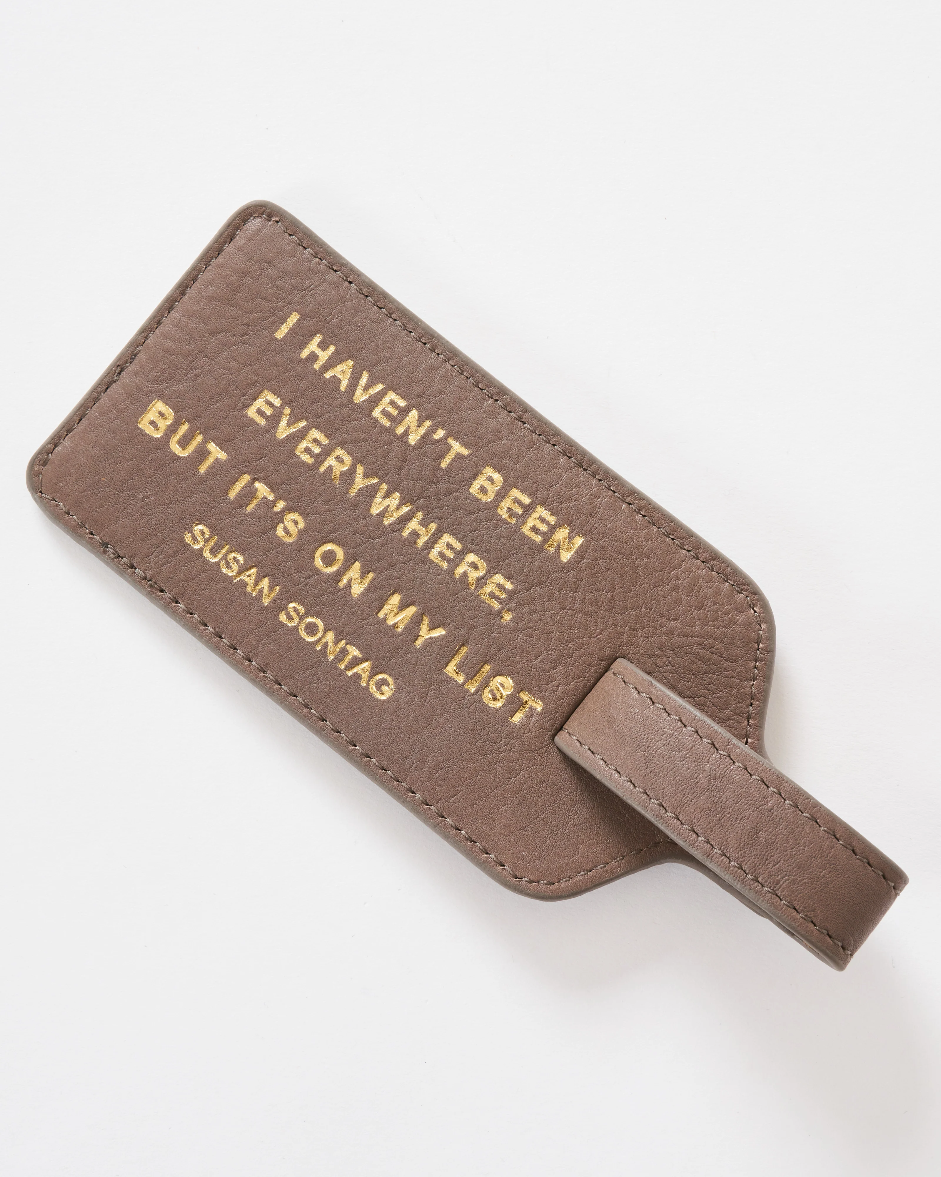 taupe leather luggage tag - Image 3