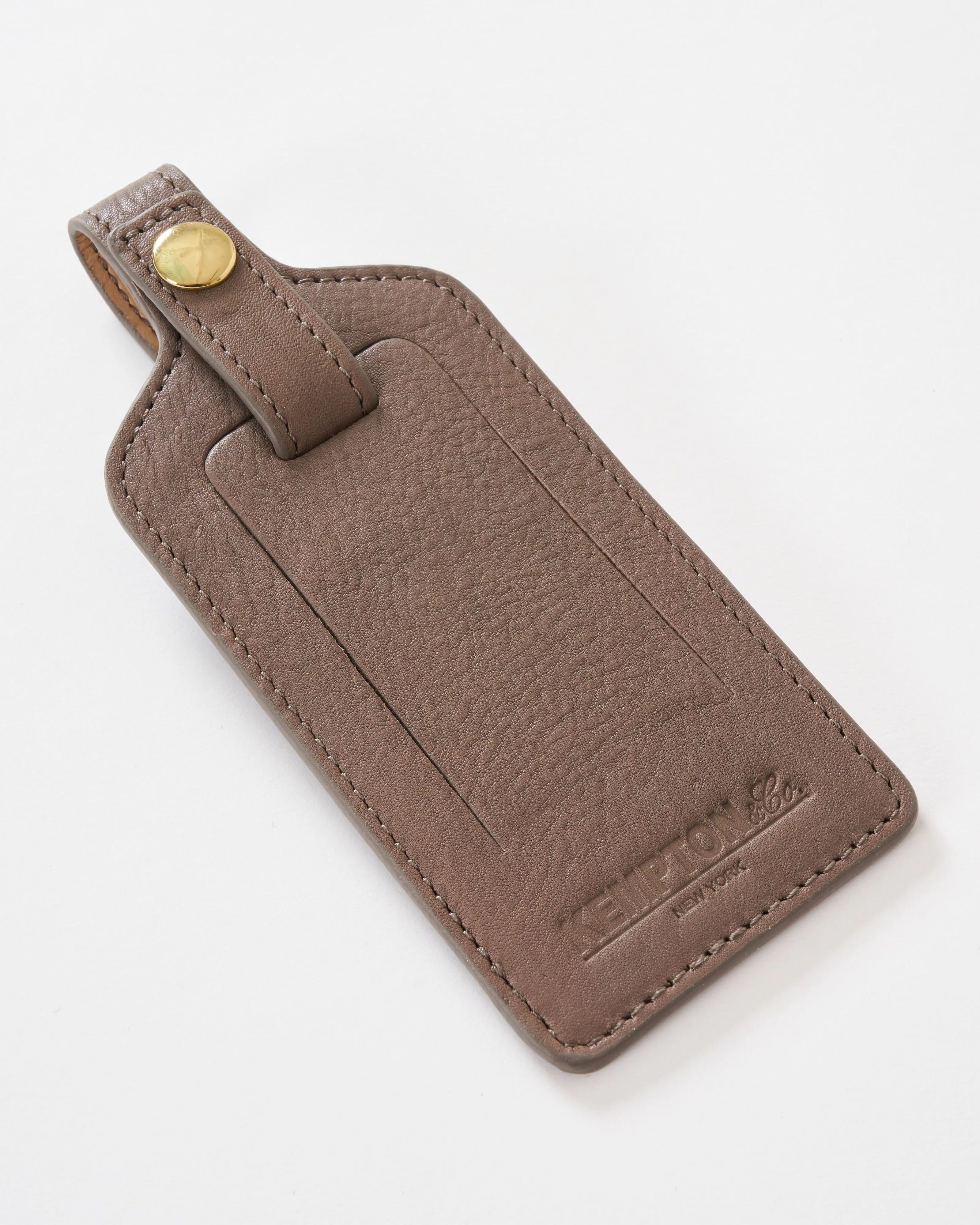 taupe leather luggage tag - Image 4