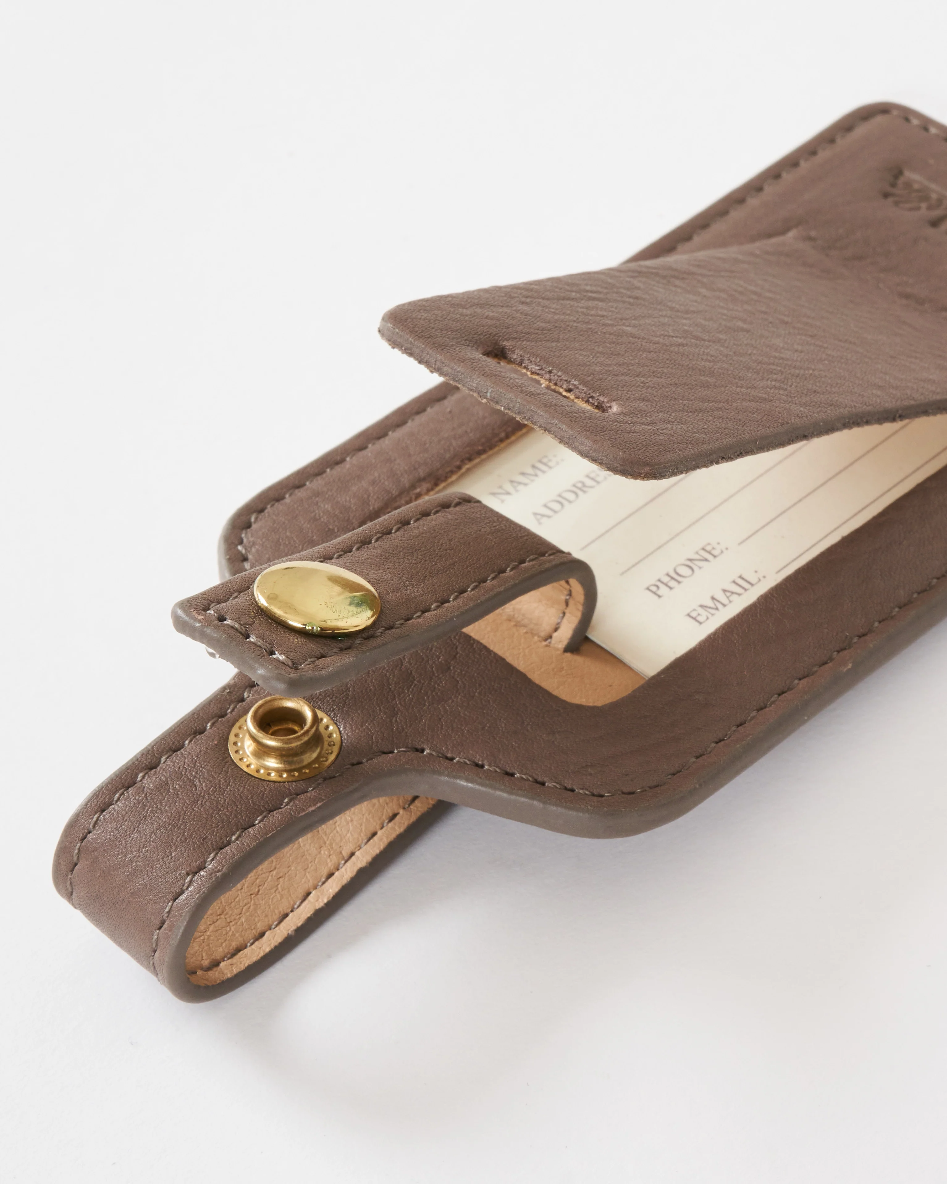 taupe leather luggage tag - Image 5