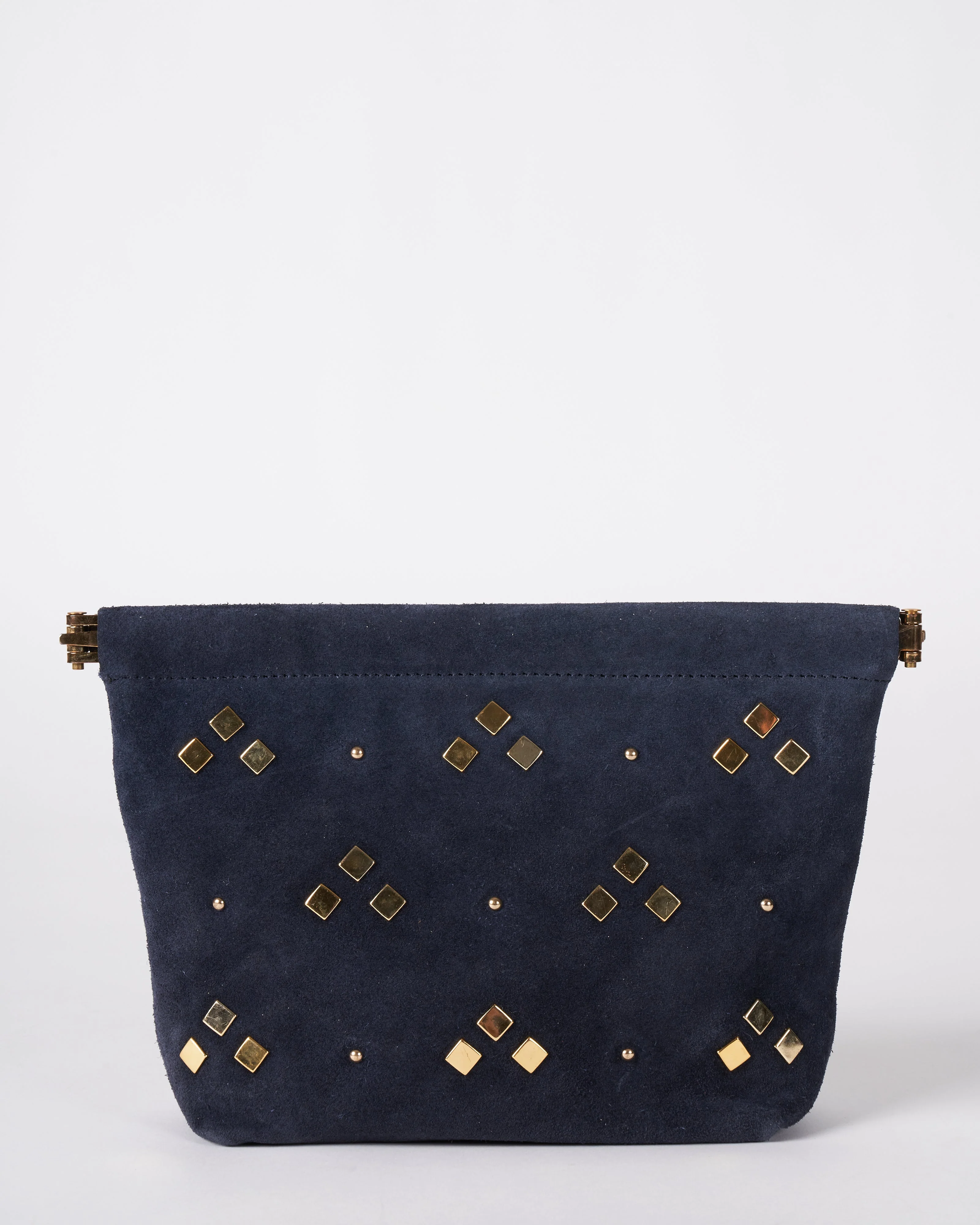 washed navy stud snap make up bag - navy - Image 2