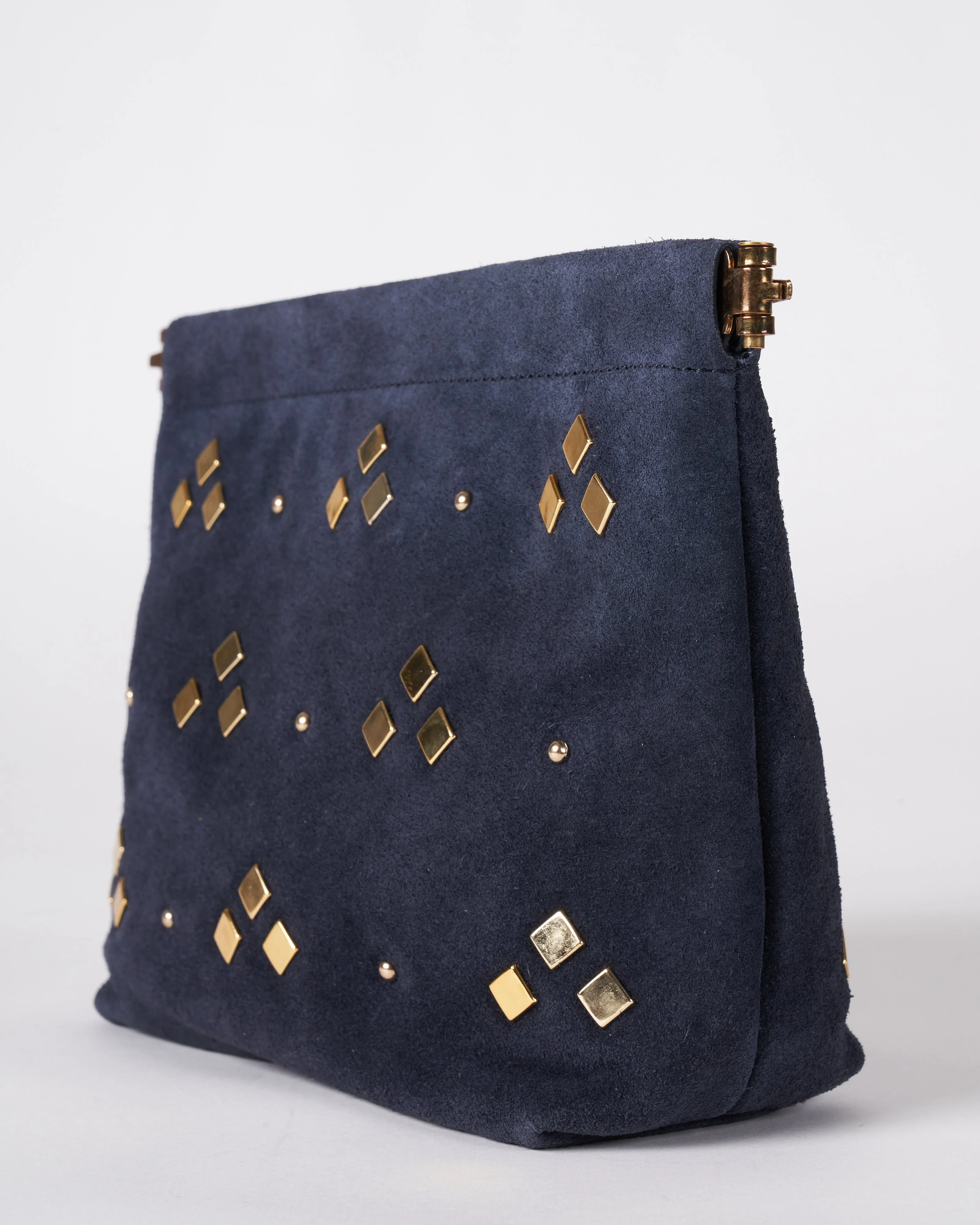 washed navy stud snap make up bag - navy - Image 3