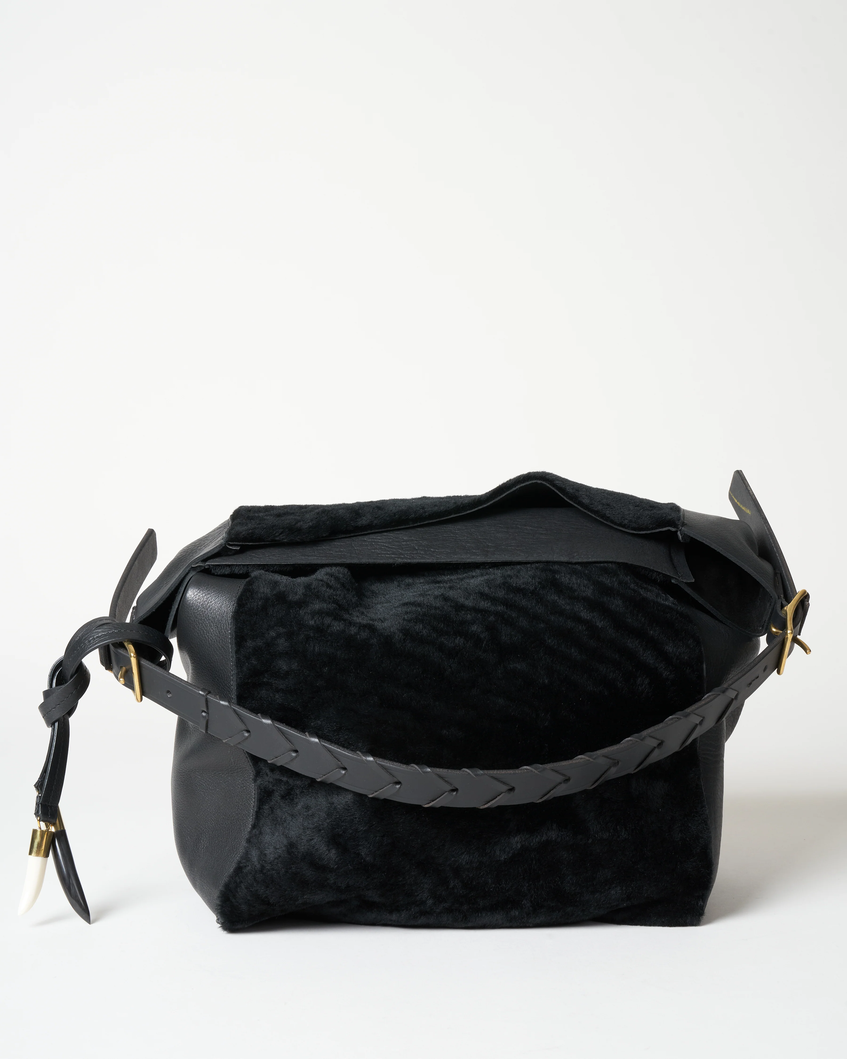 black shearling cowdray hobo bag - black - Image 2
