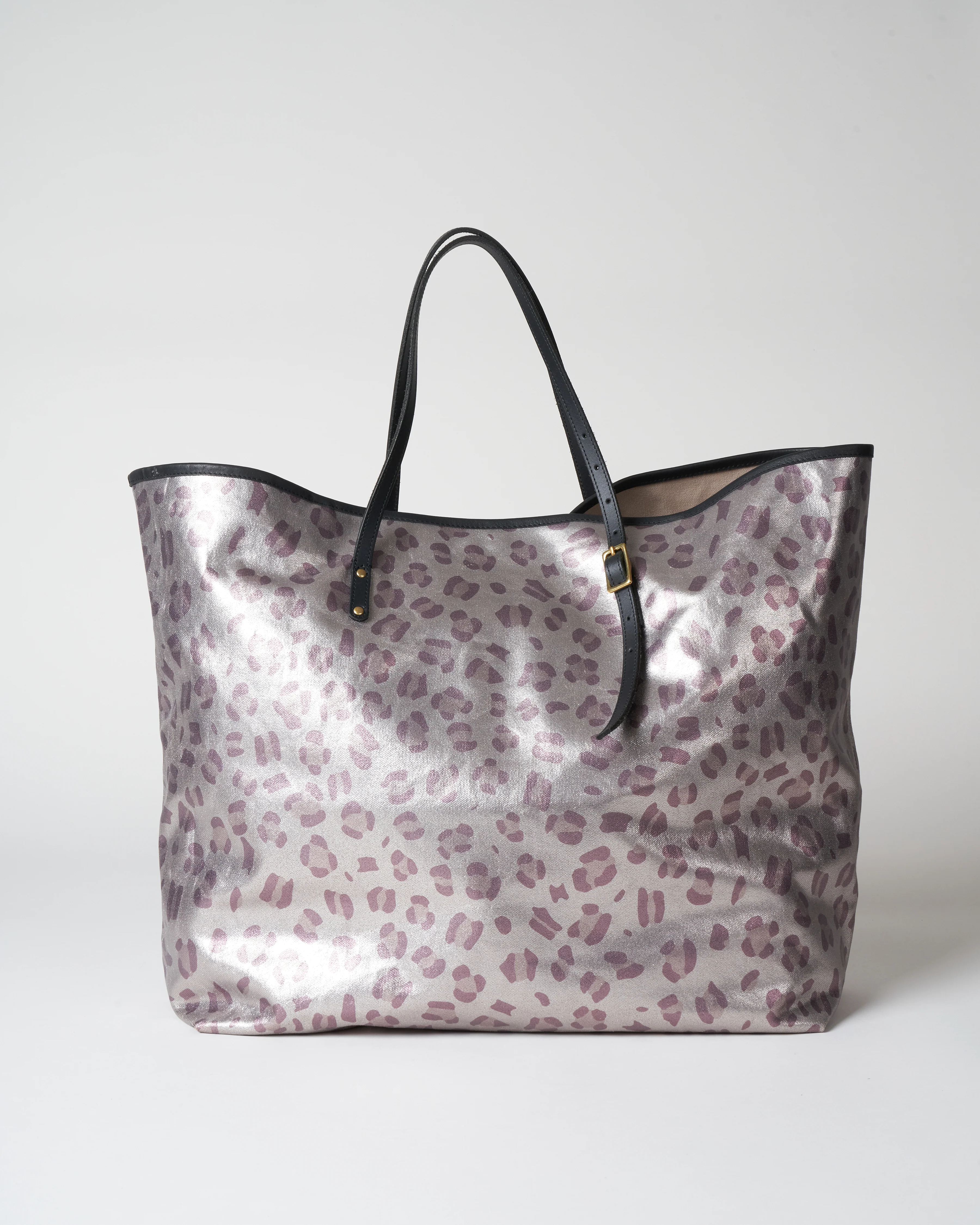 canvas oversized tote - metallic leopard