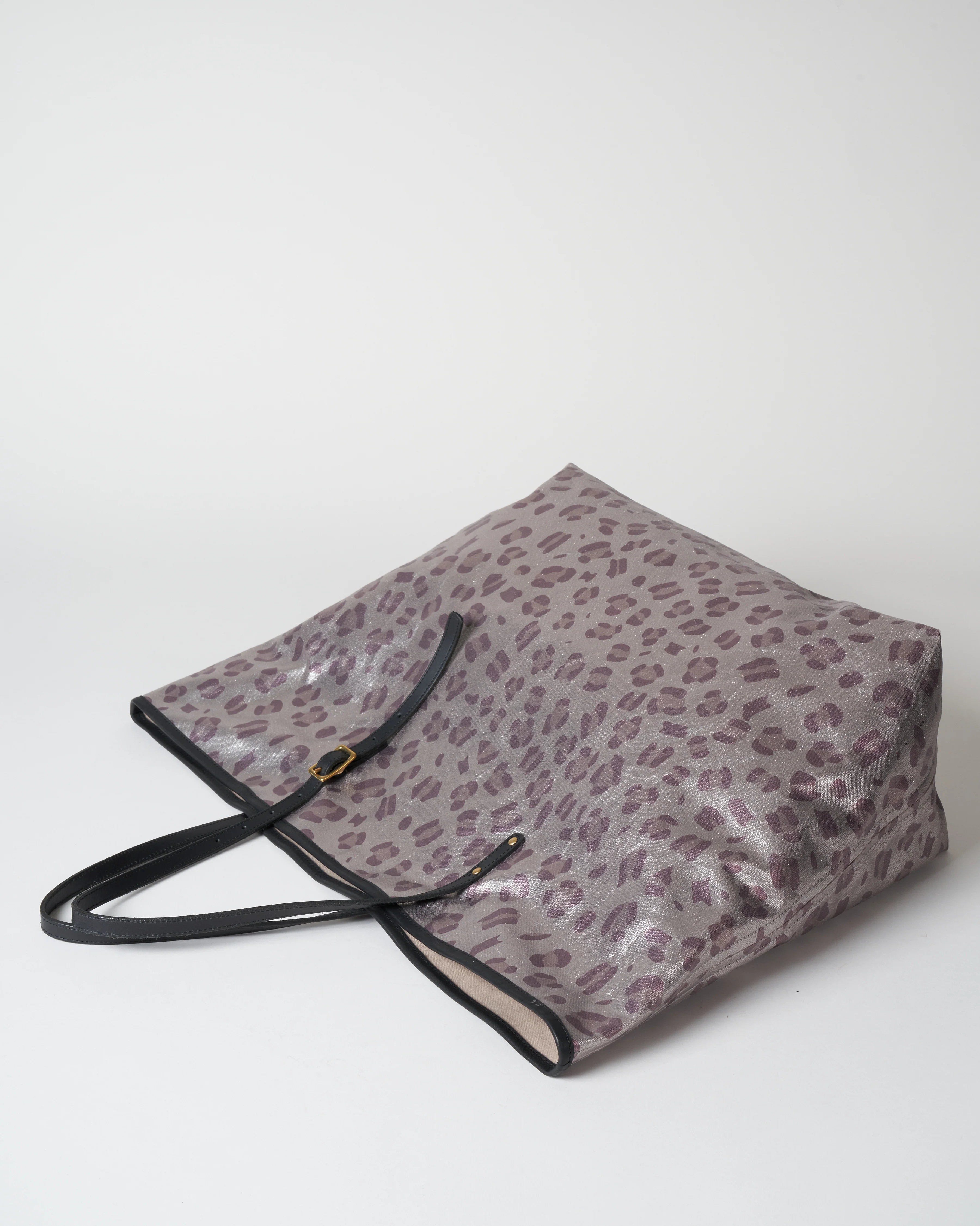 canvas oversized tote - metallic leopard - Image 2
