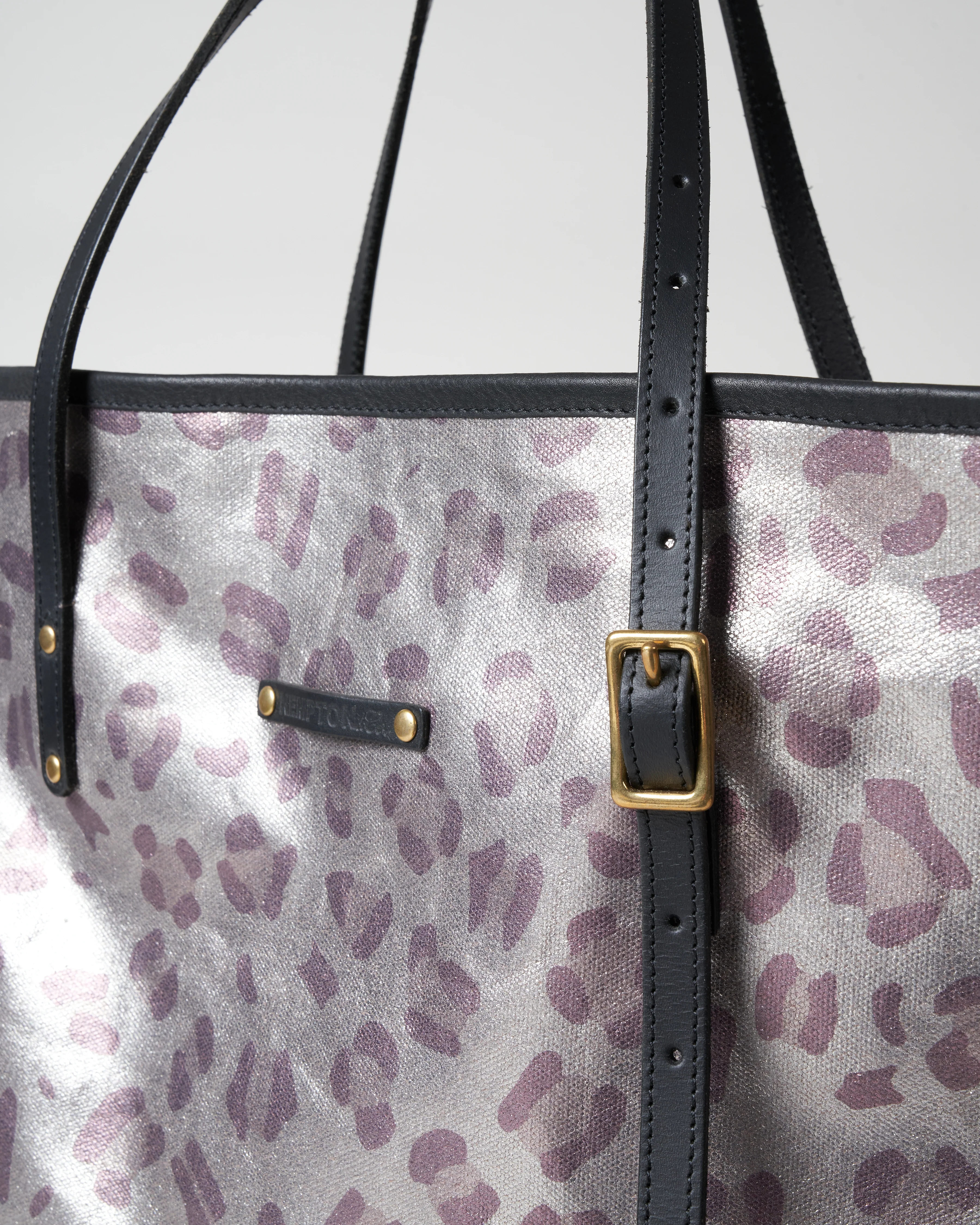 canvas oversized tote - metallic leopard - Image 3