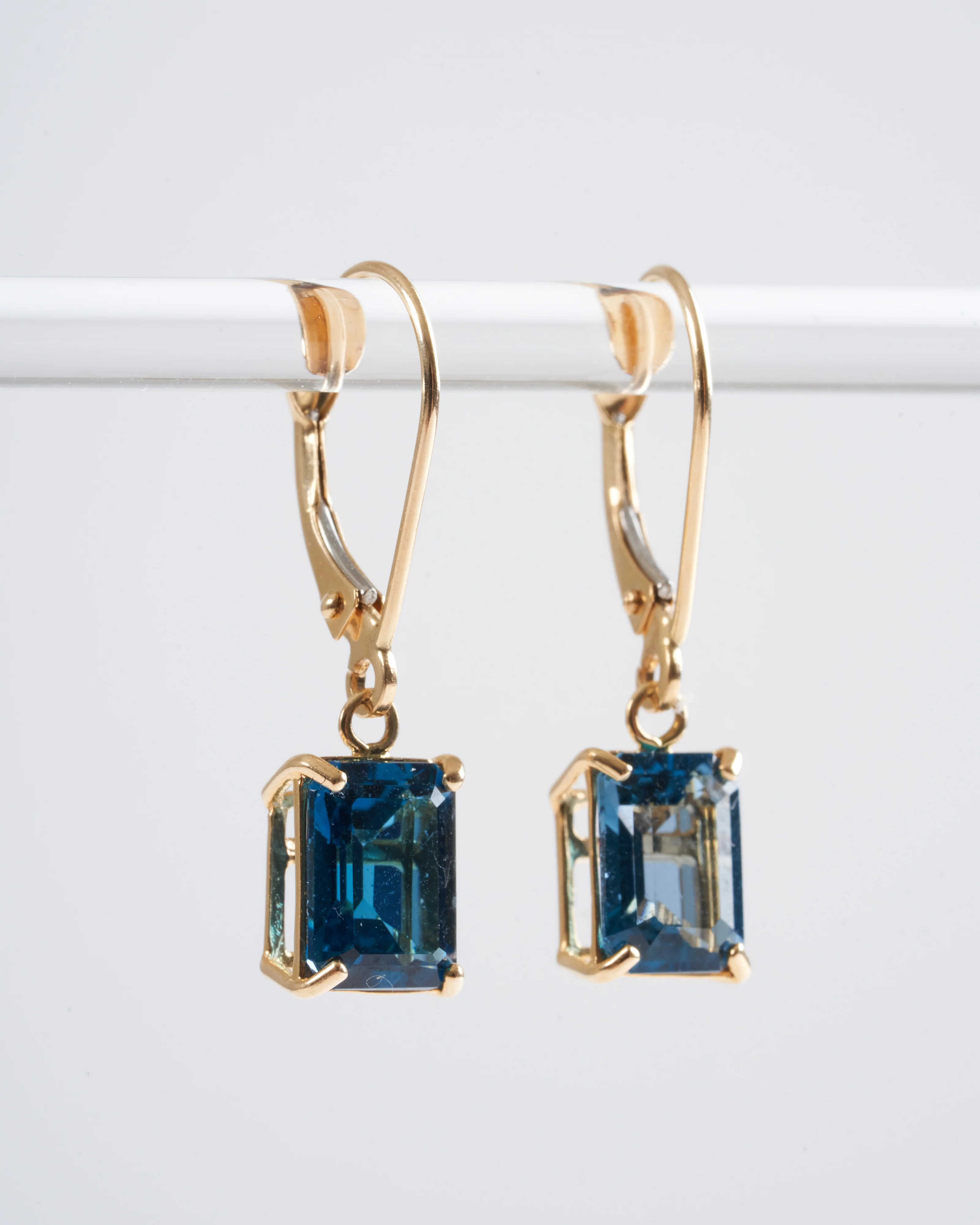 emerald cut london blue topaz earrings - blue - Image 2