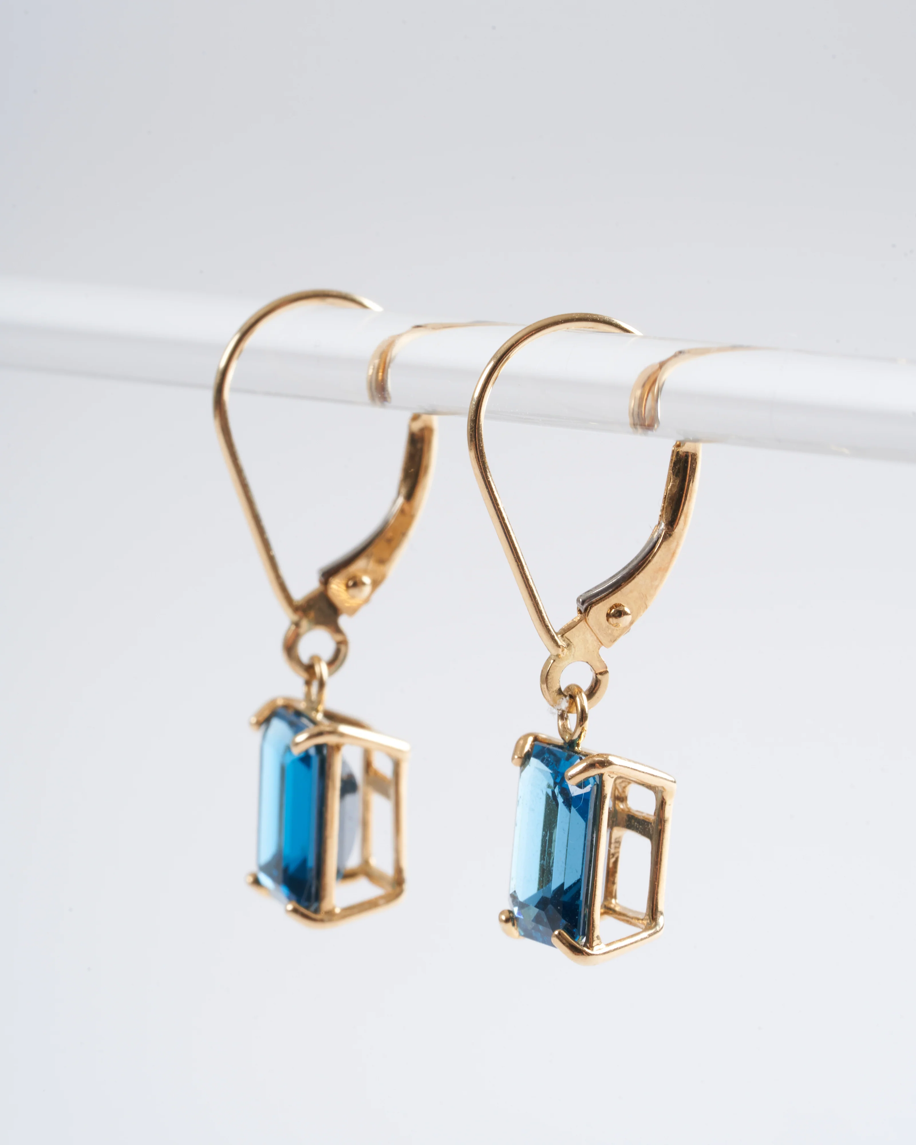 emerald cut london blue topaz earrings - blue - Image 3