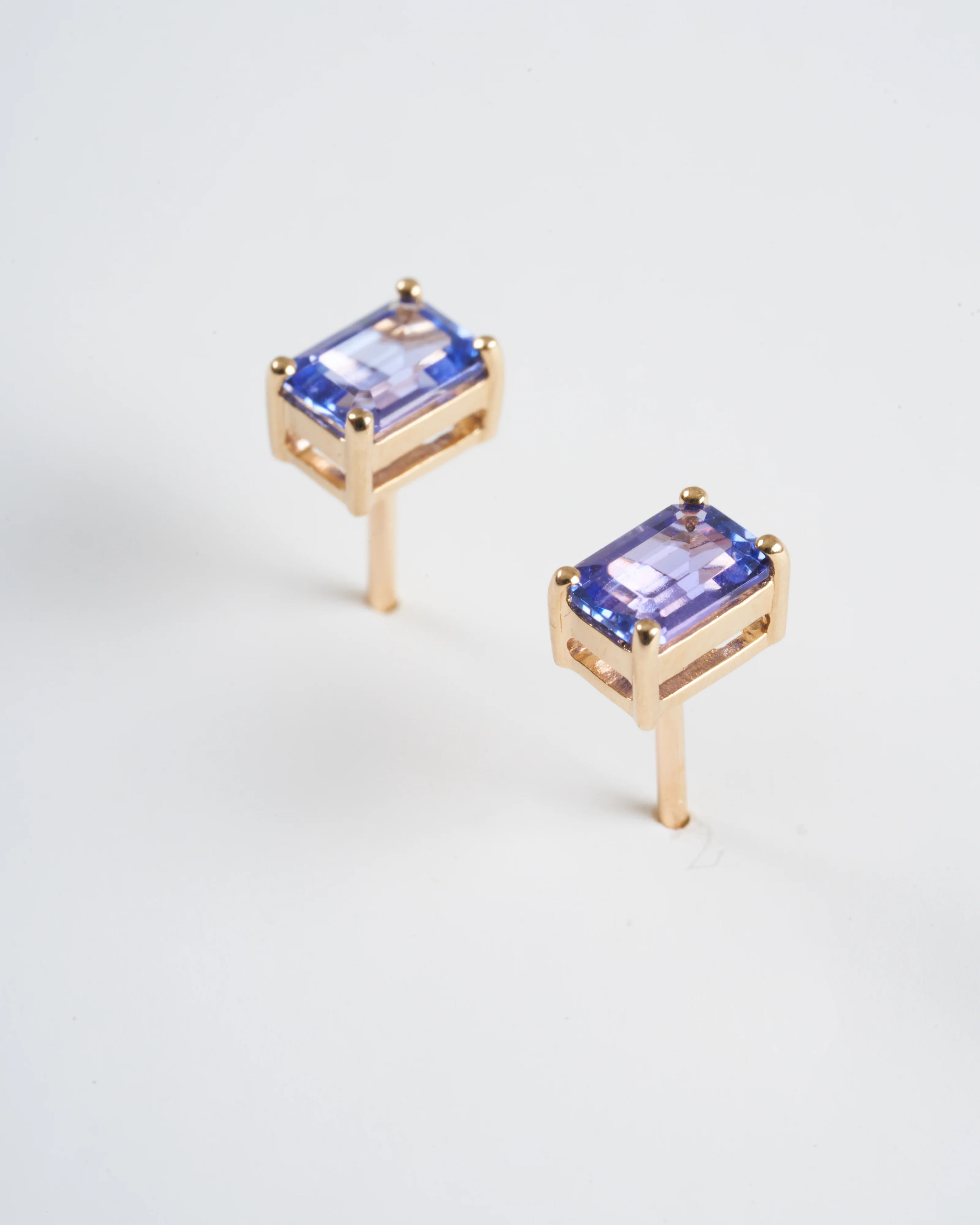 emerald cut tanzanite earrings - purple - Image 2