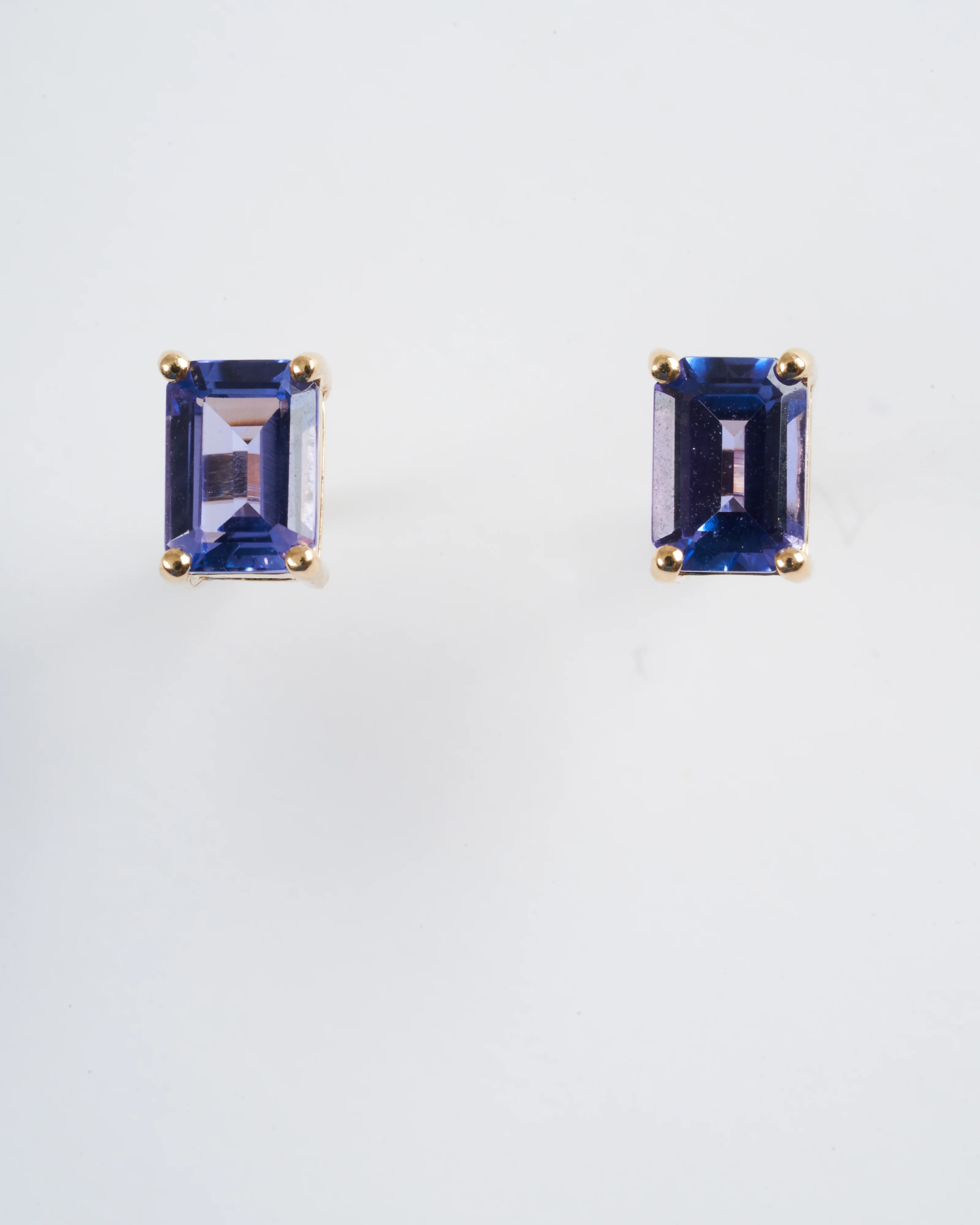 emerald cut tanzanite earrings - purple - Image 3