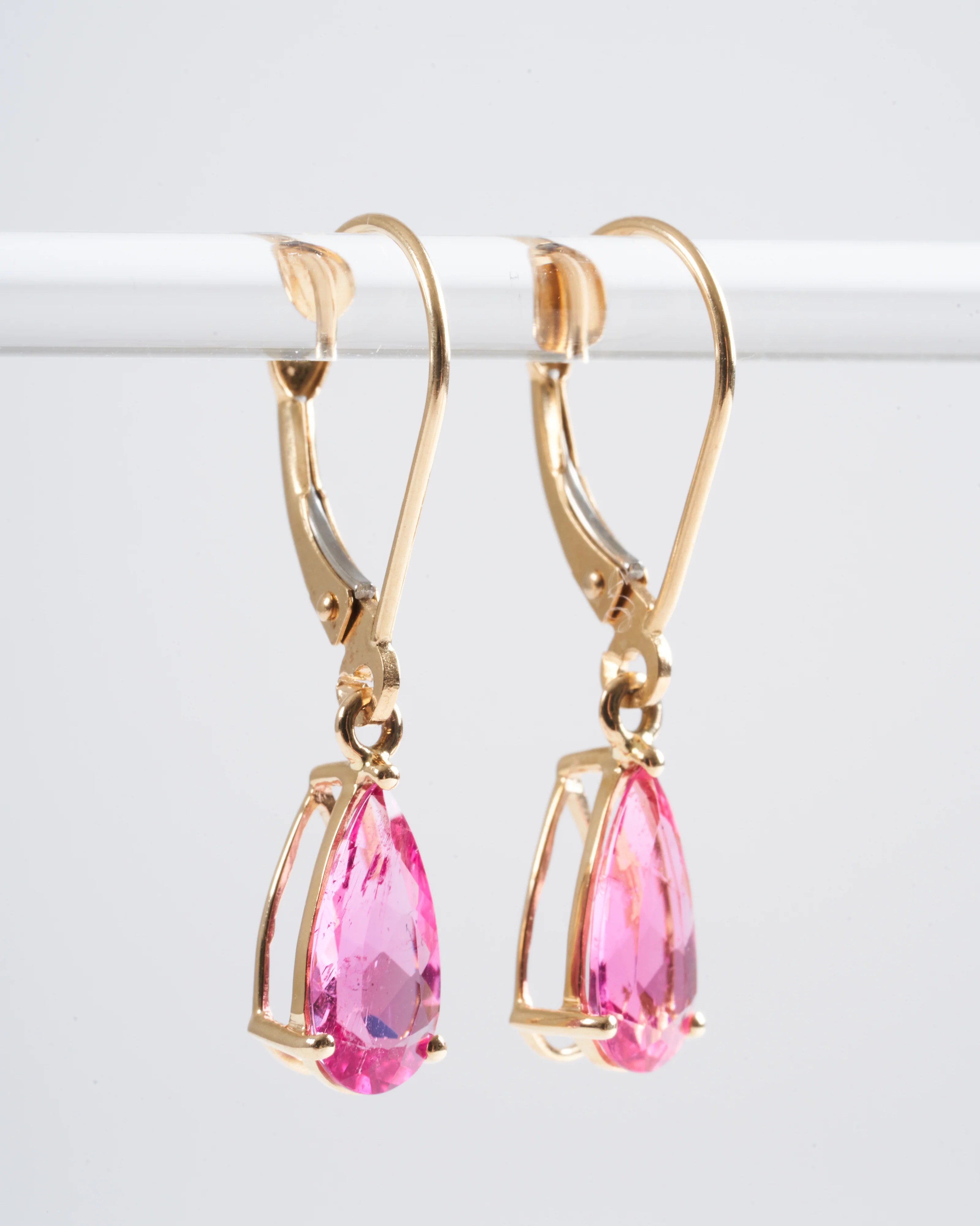 faceted pear hot pink tourmaline earrings - hot pink - Image 2