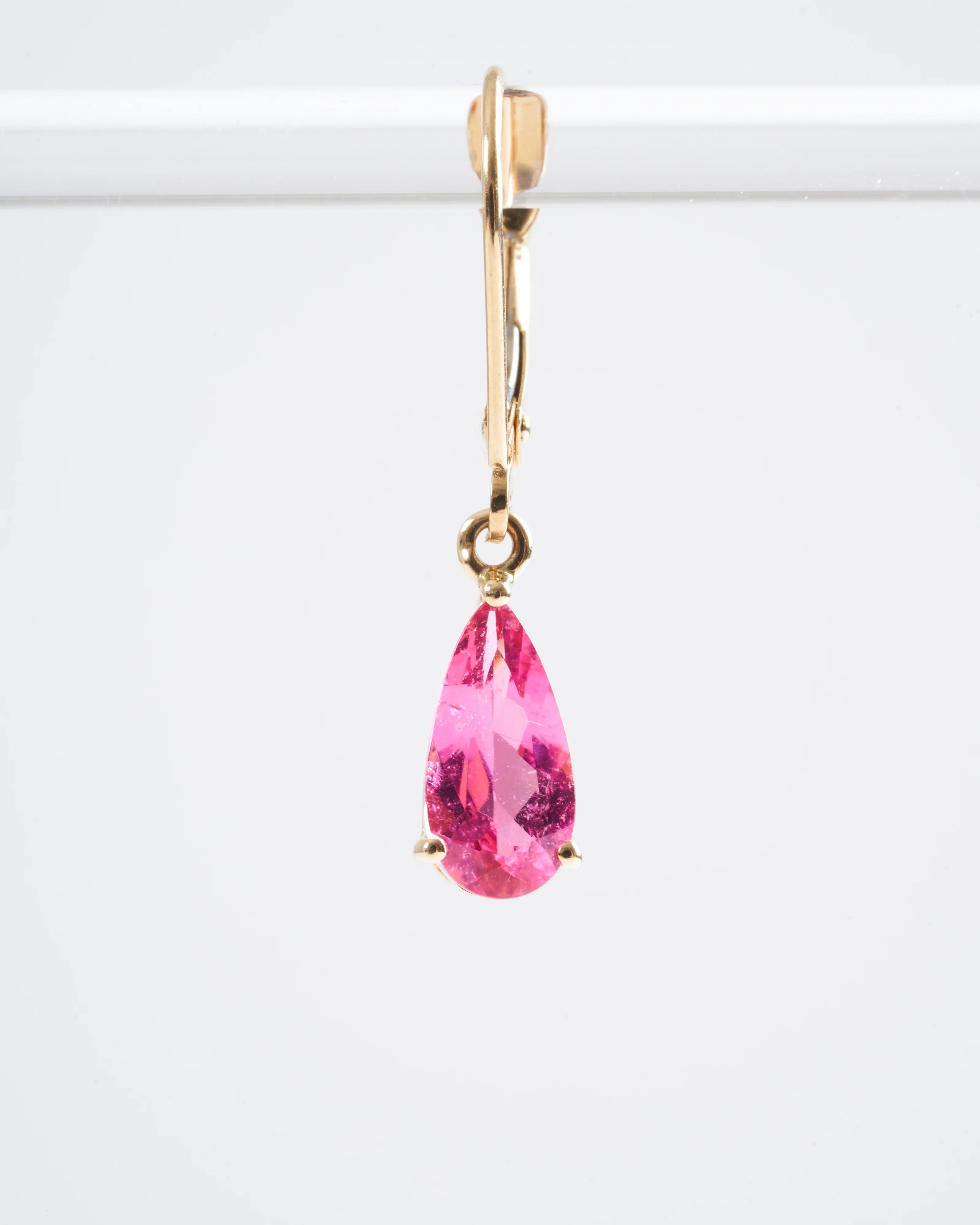 faceted pear hot pink tourmaline earrings - hot pink - Image 4